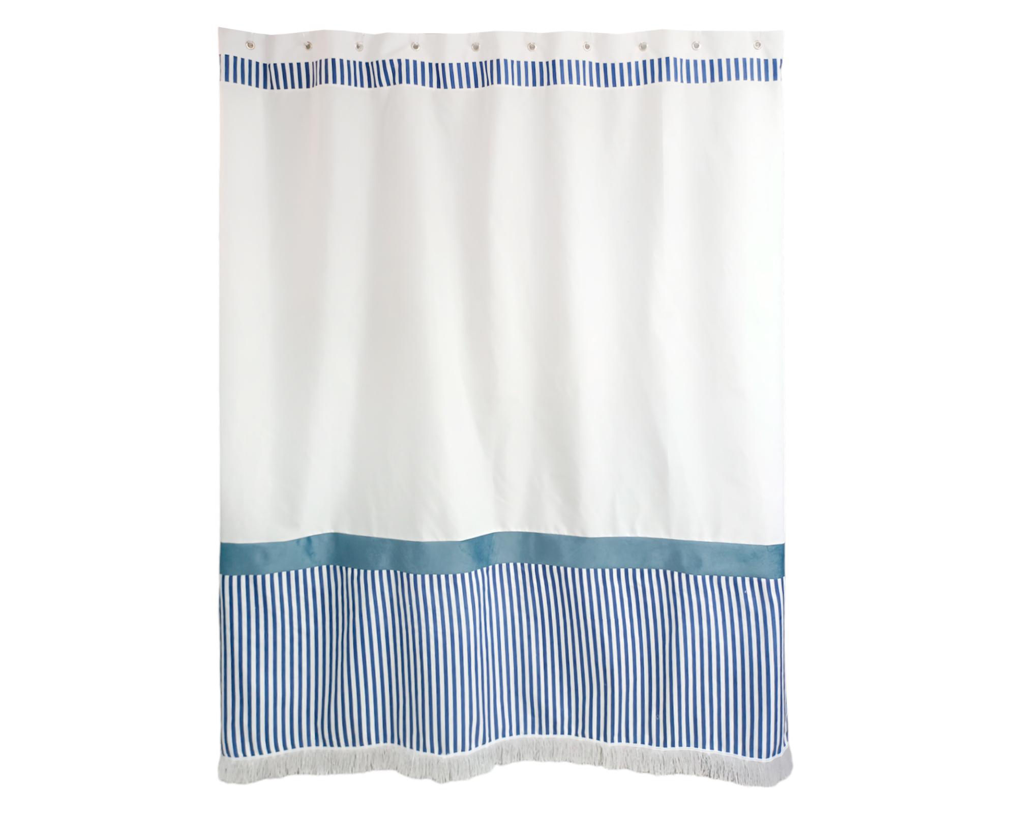 Cortina baño 180x180 cm microfibra rayas azul-0