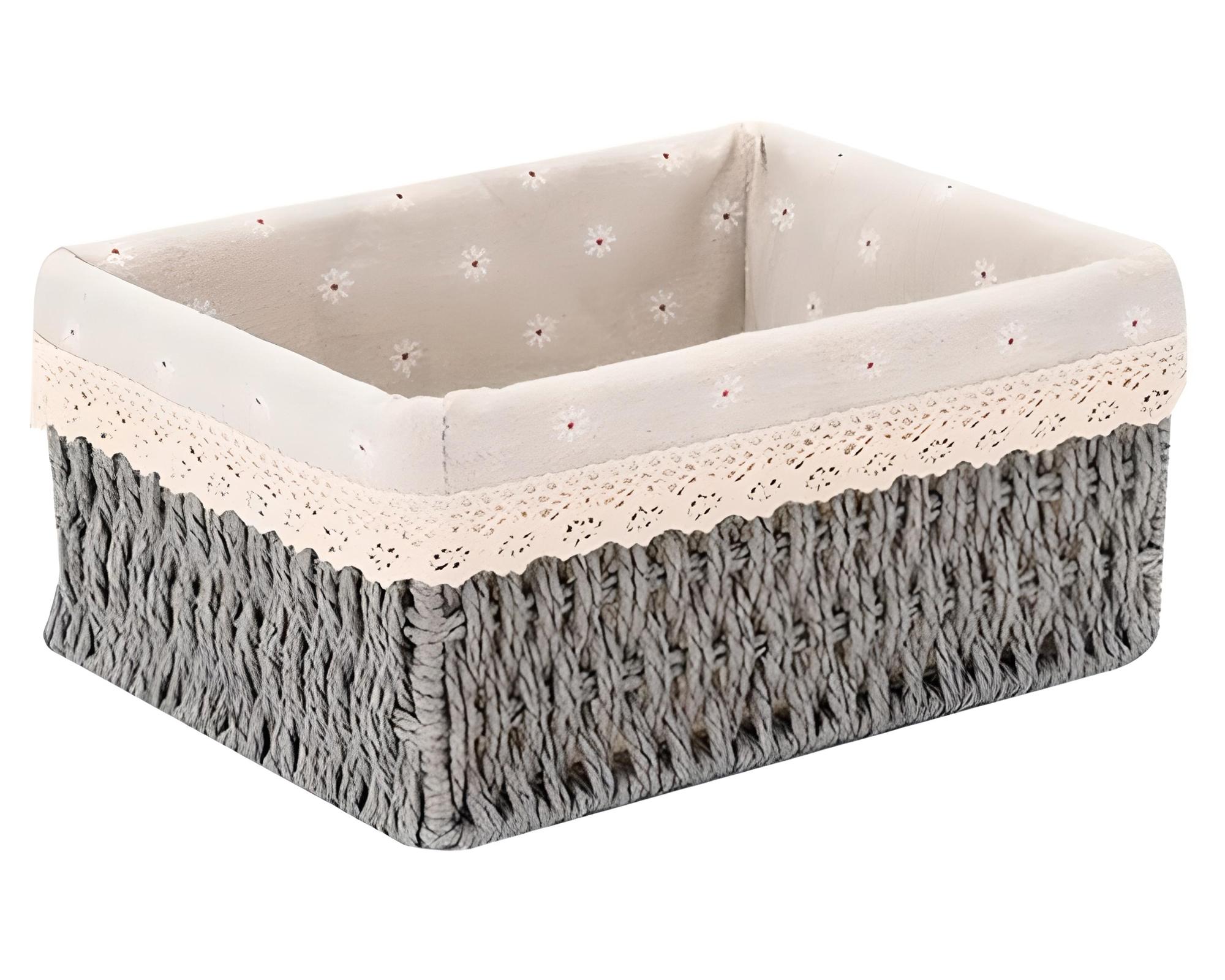 Canasto organizador con tela S gris 8x18x12 cm-0