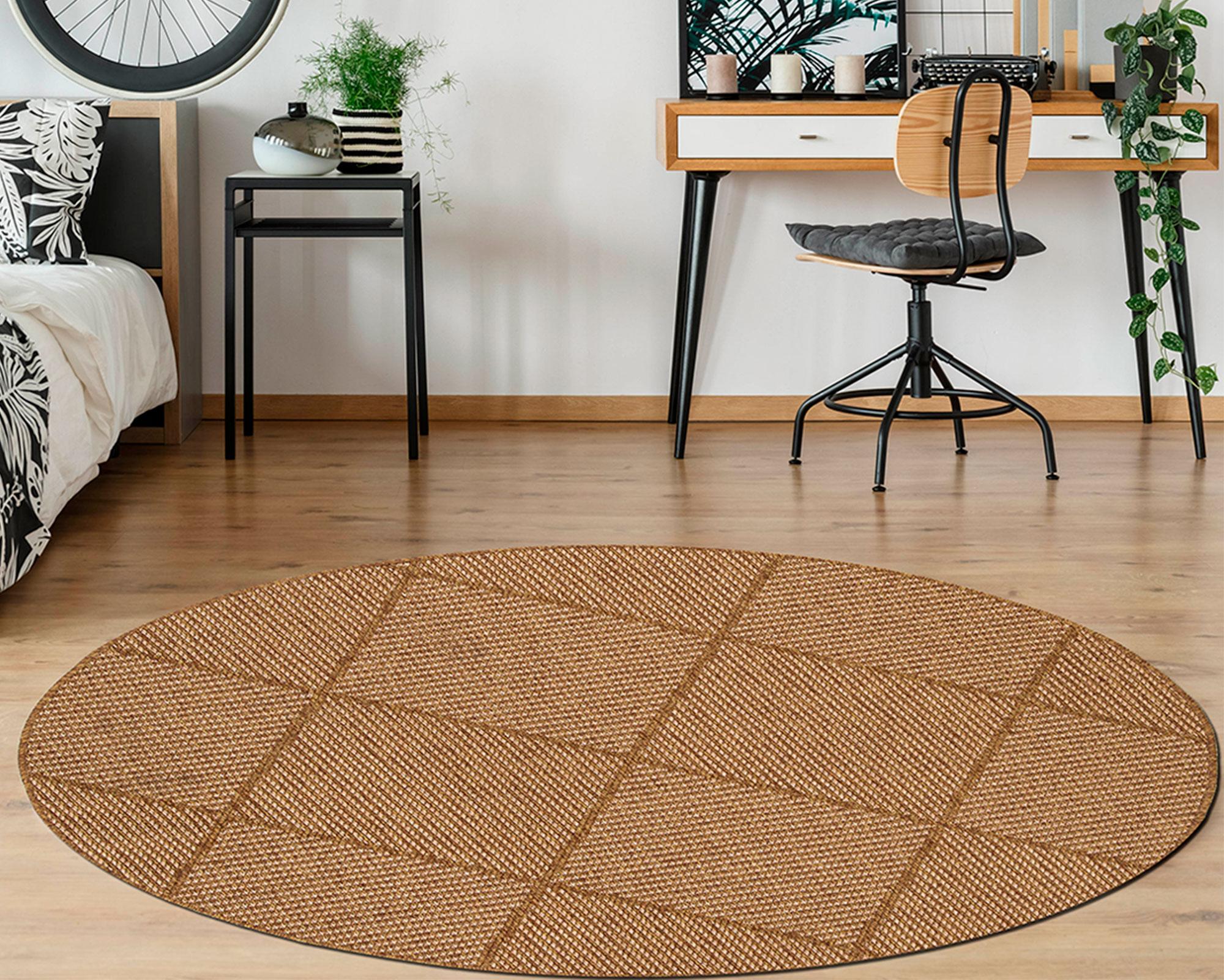 Alfombra redonda Venus Polipropileno camel 200x200 cm-2