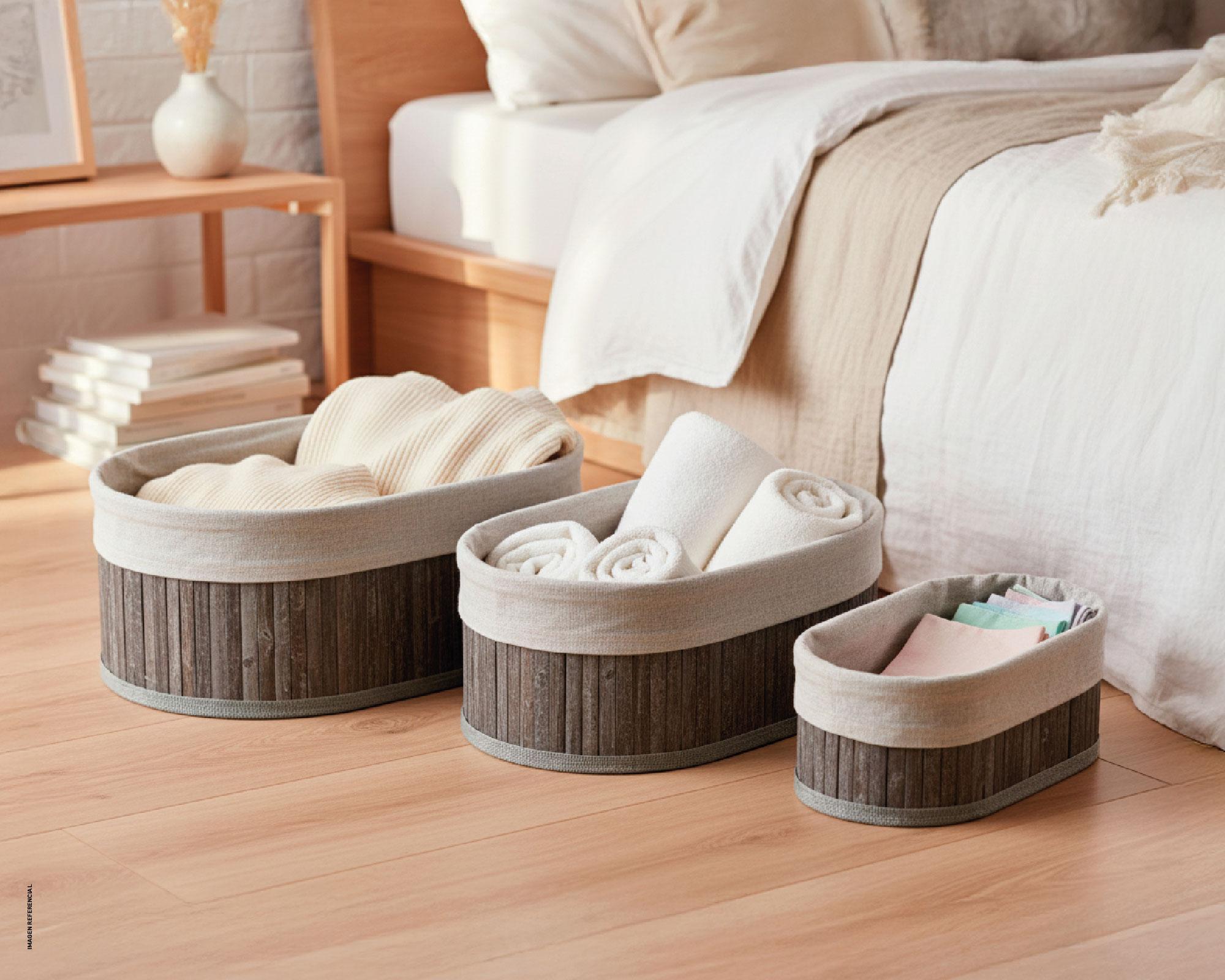 Canasto organizador Oval gris 3 Piezas-2