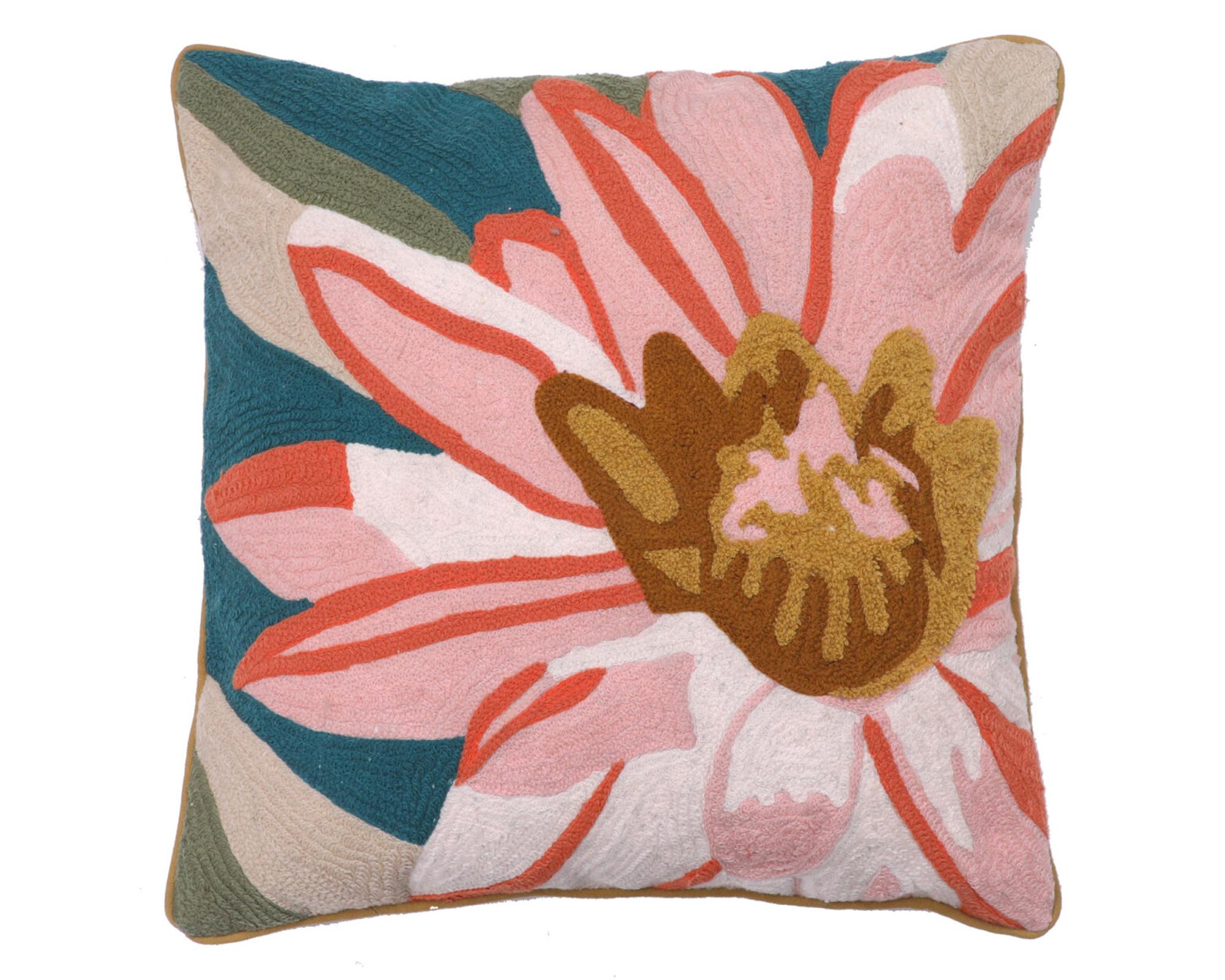 Cojín Bordado flores 45x45 cm-0