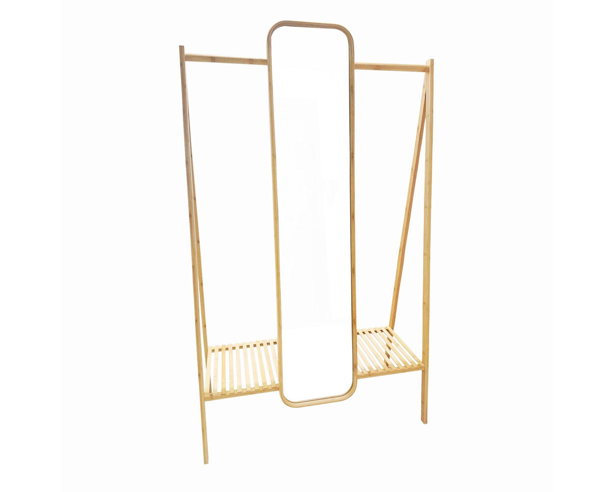 Perchero organizador espejo madera 158x100 cm beige-0