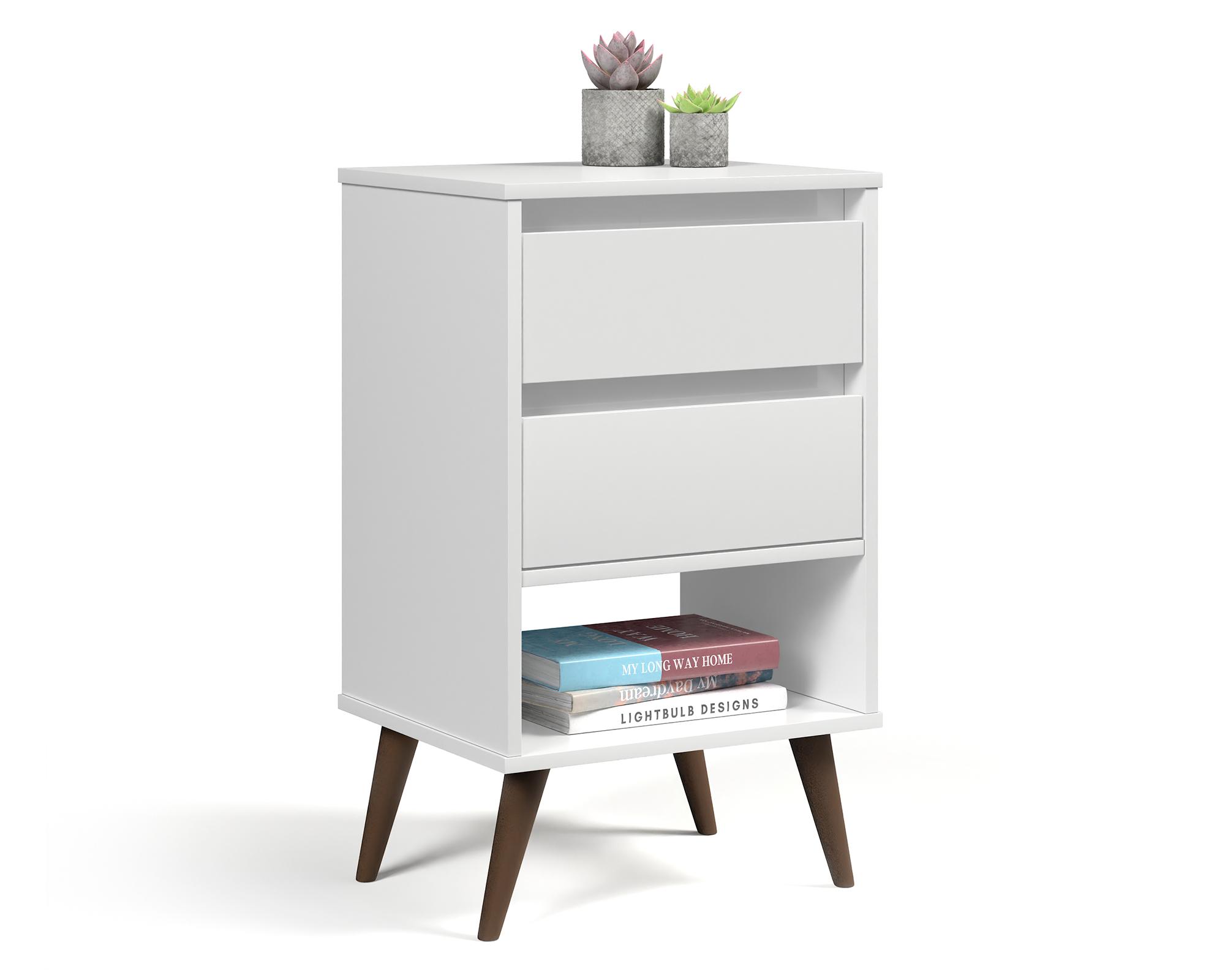 Velador retro taurus 2 cajones blanco-1