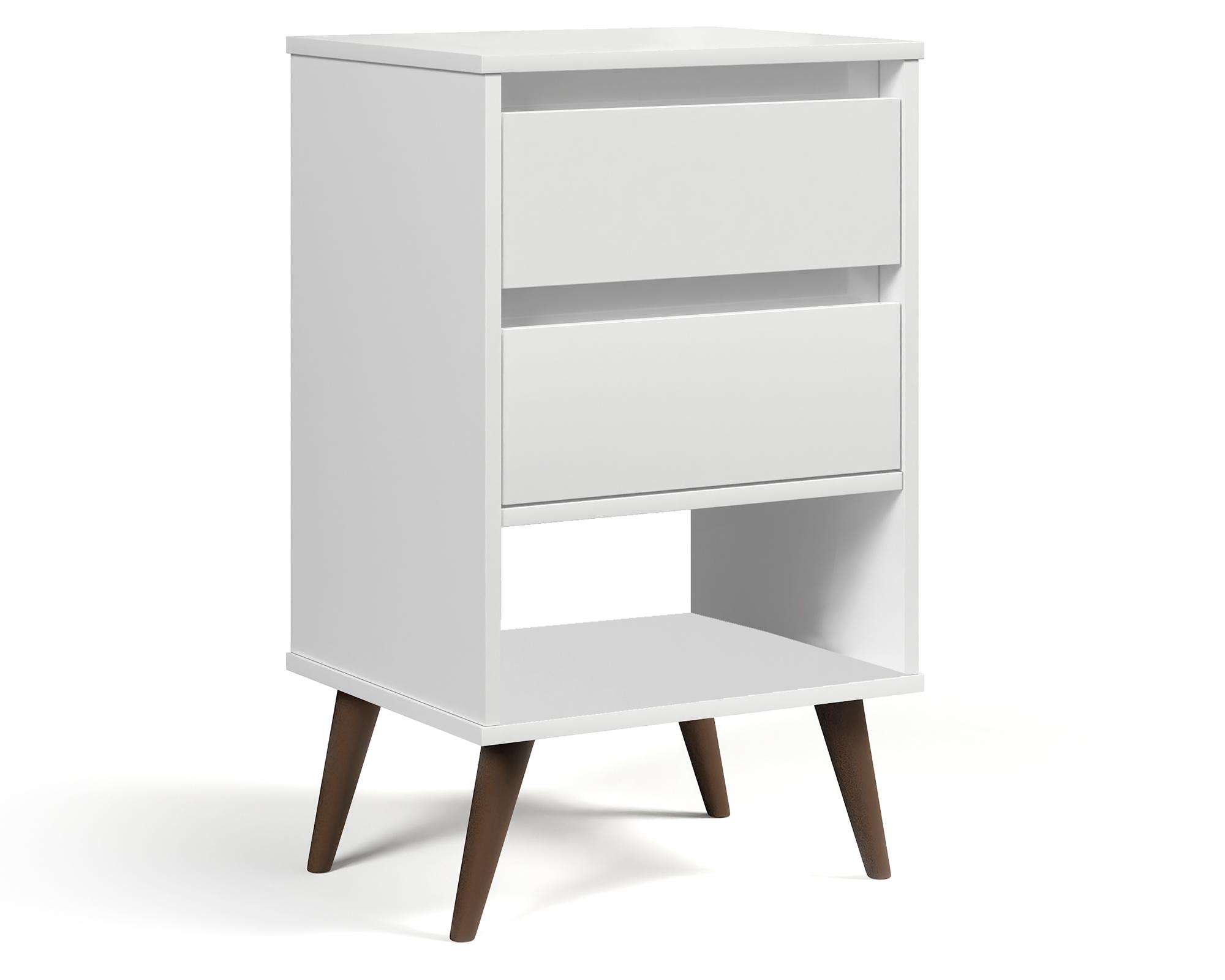 Velador retro taurus 2 cajones blanco-0