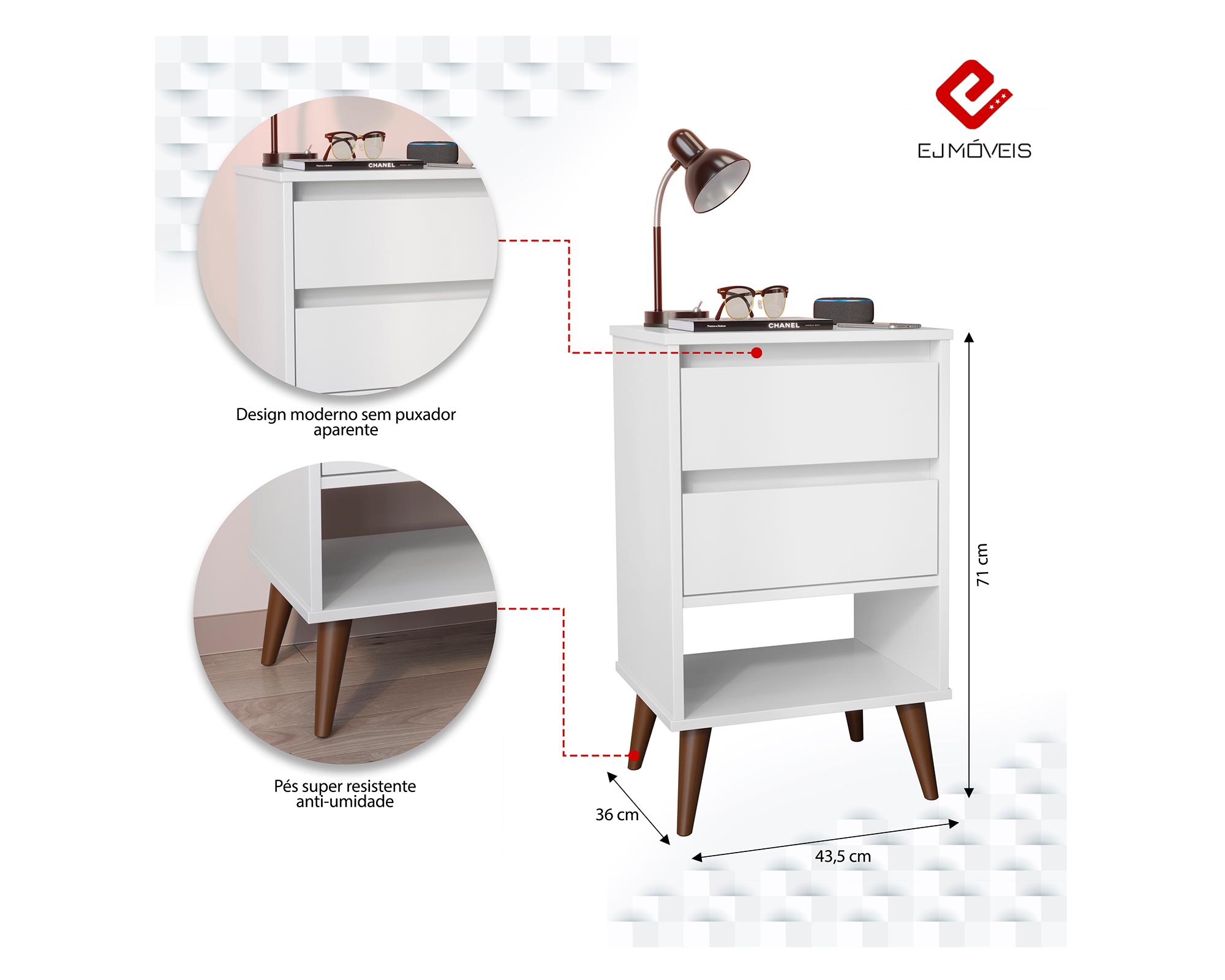 Velador retro taurus 2 cajones blanco-5