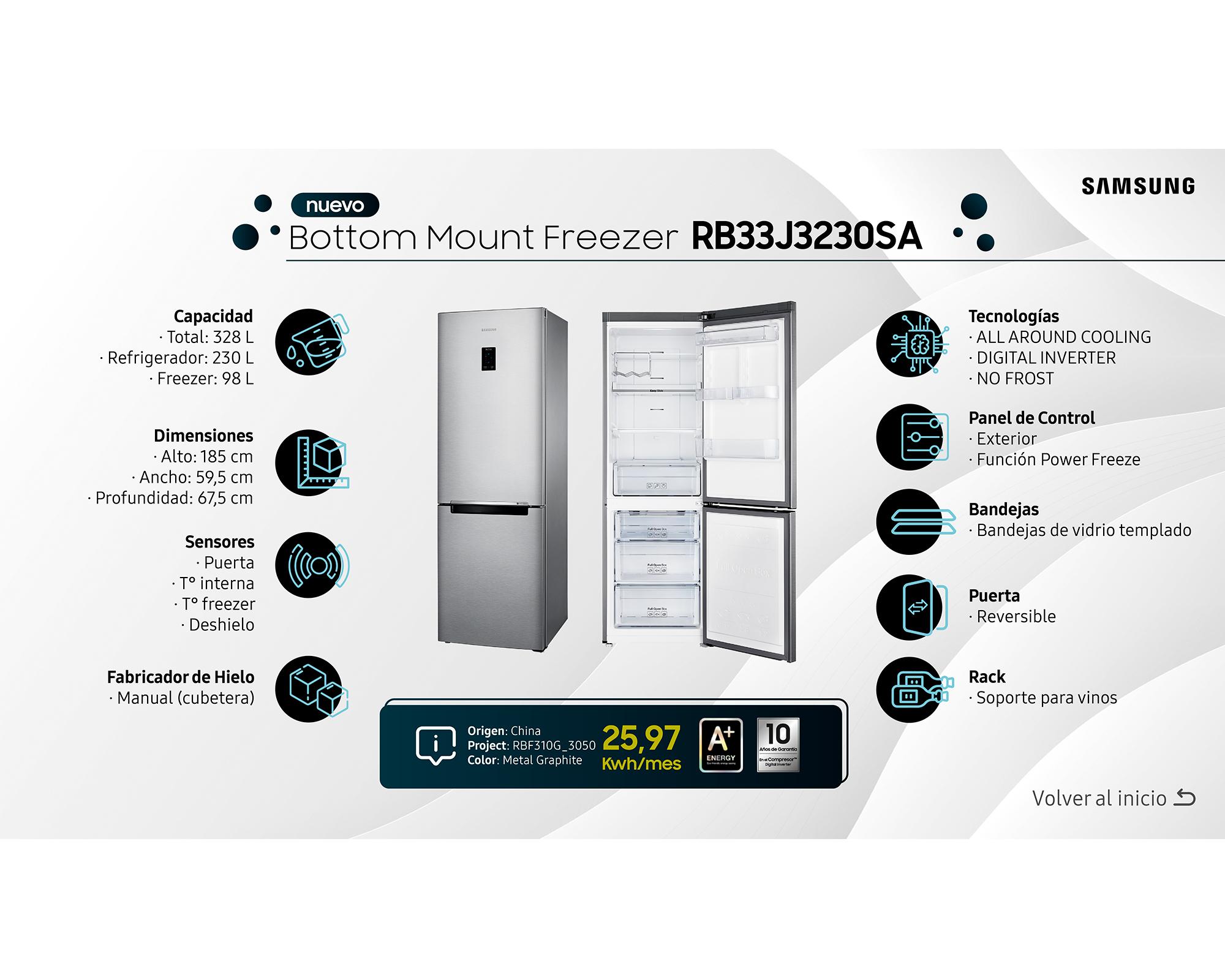 Refrigerador Bottom Mount Freezer no frost RB33J3230SA 328 lt-5
