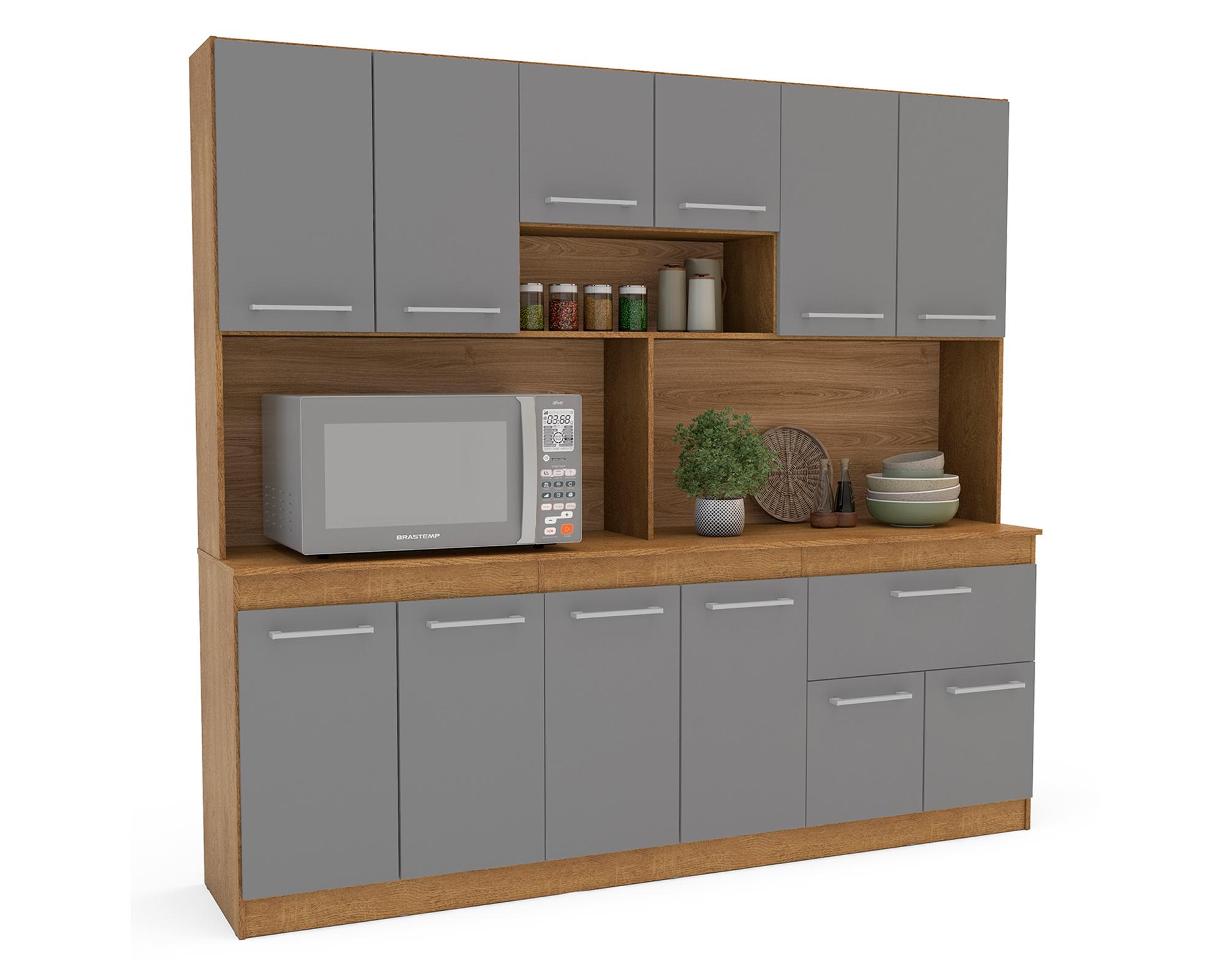 Kit cocina 12 puertas 1 cajón Buck gris/café-2