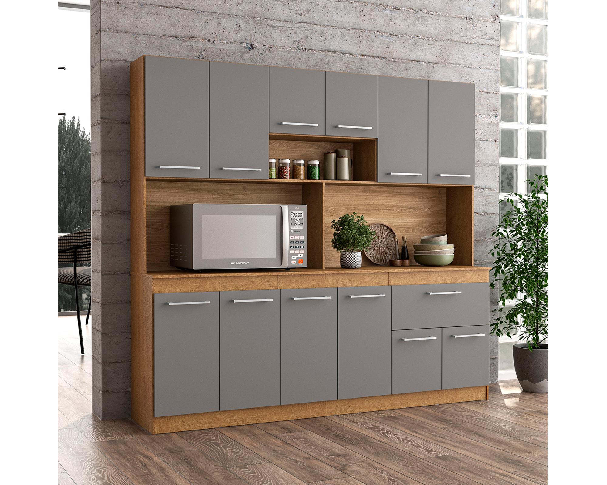 Kit cocina 12 puertas 1 cajón Buck gris/café-3