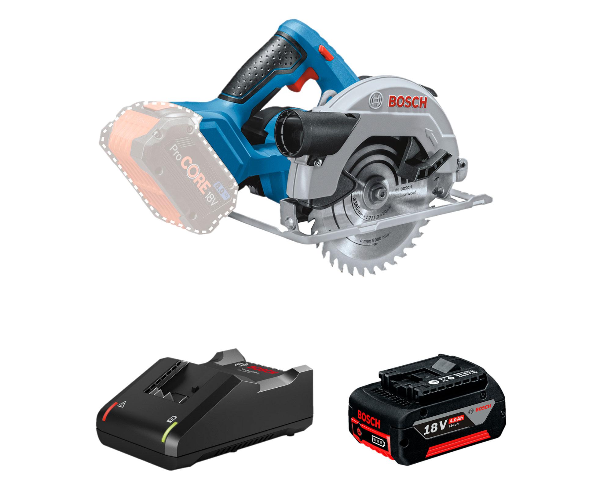 Combo sierra circular inalámbrica 6 1/2" 18V GKS 18V-57 + batería 4.0 Ah + cargador-0