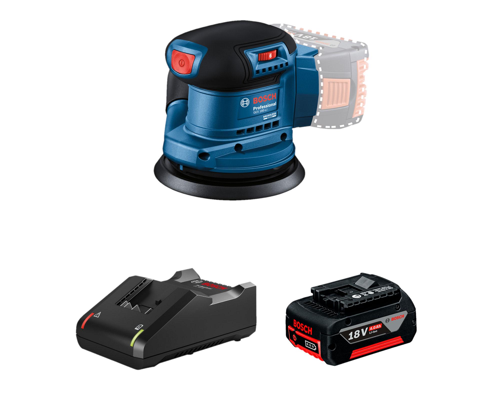 Lijadora roto orbital inalámbrica Bosch GEX 185-LI 18V SB Brushless-0