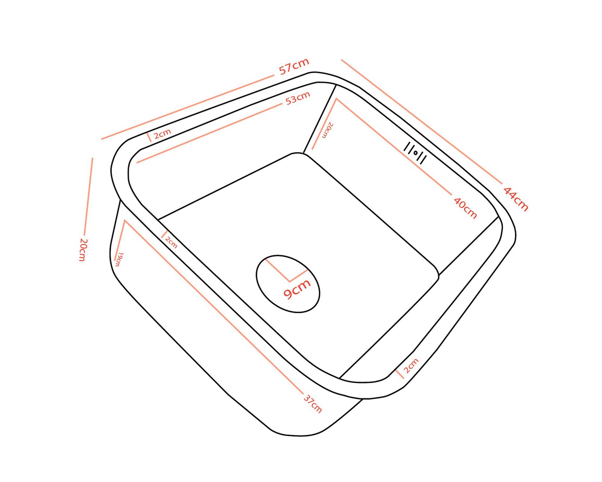 Lavaplatos bajo cubierta + canasto DS5744 gris 20x44x57 cm-3