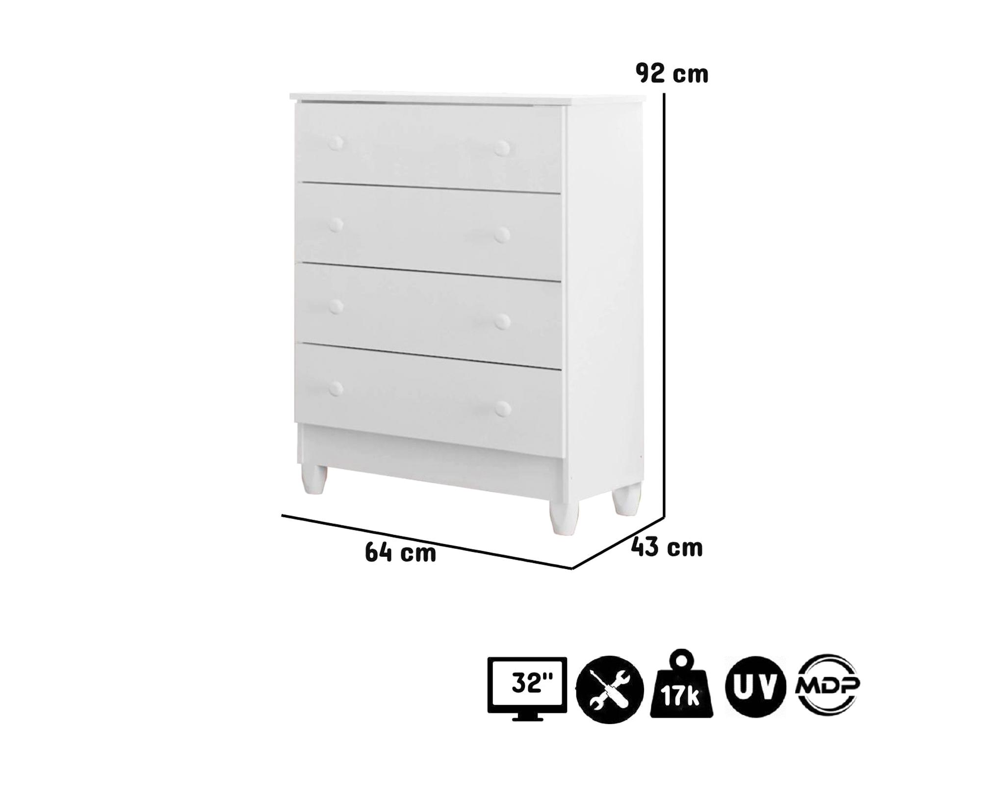 Cómoda Mel blanco 4 cajones-2