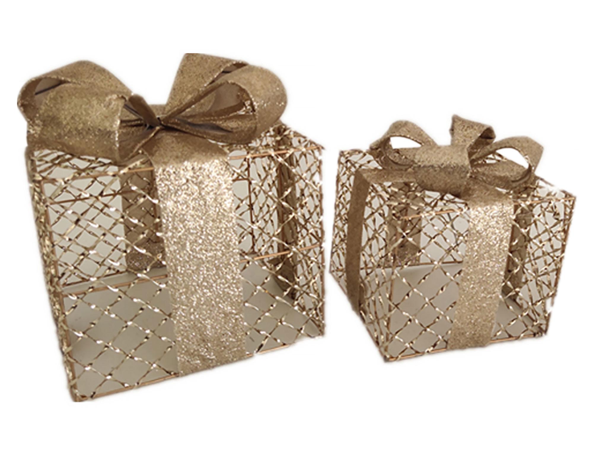 Figura decorativa regalo con luz 2 piezas-0