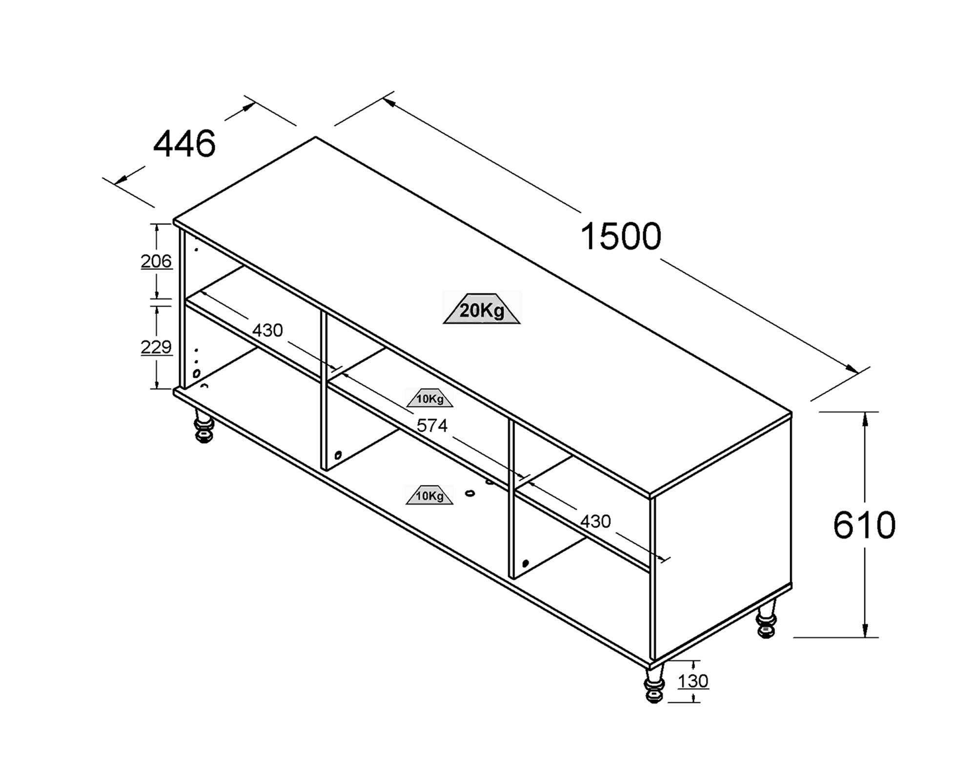 Rack TV Manama blanco 61x150x44.6 cm-5