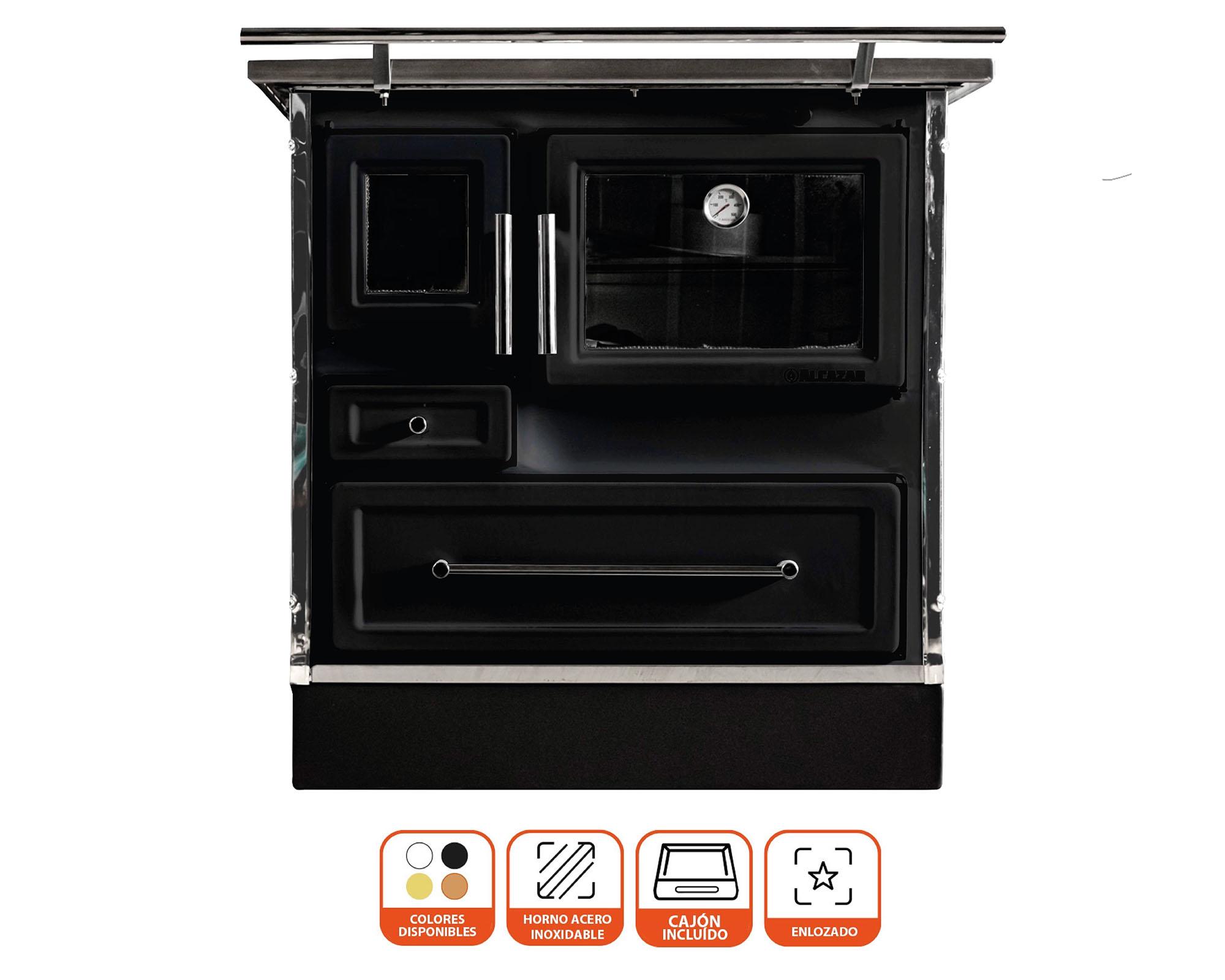 Cocina a leña Calbuco MZ90 negro 50 lt-1