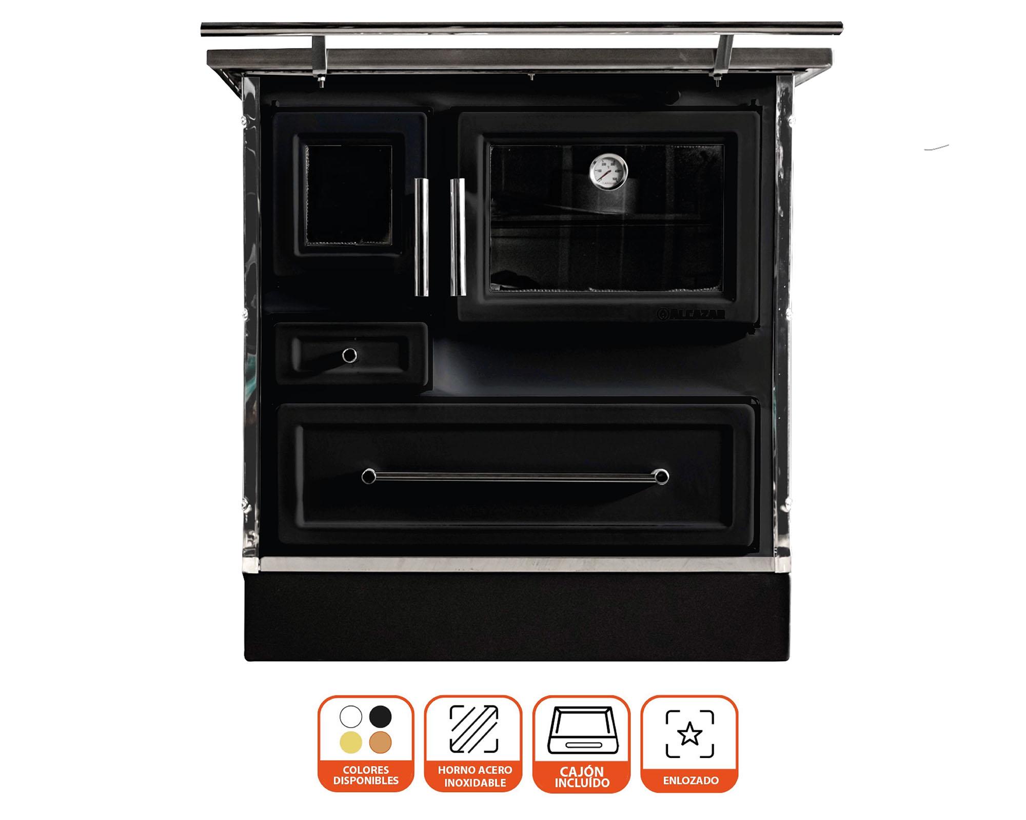 Cocina a leña Calbuco MZ80 negra 40 lt-1