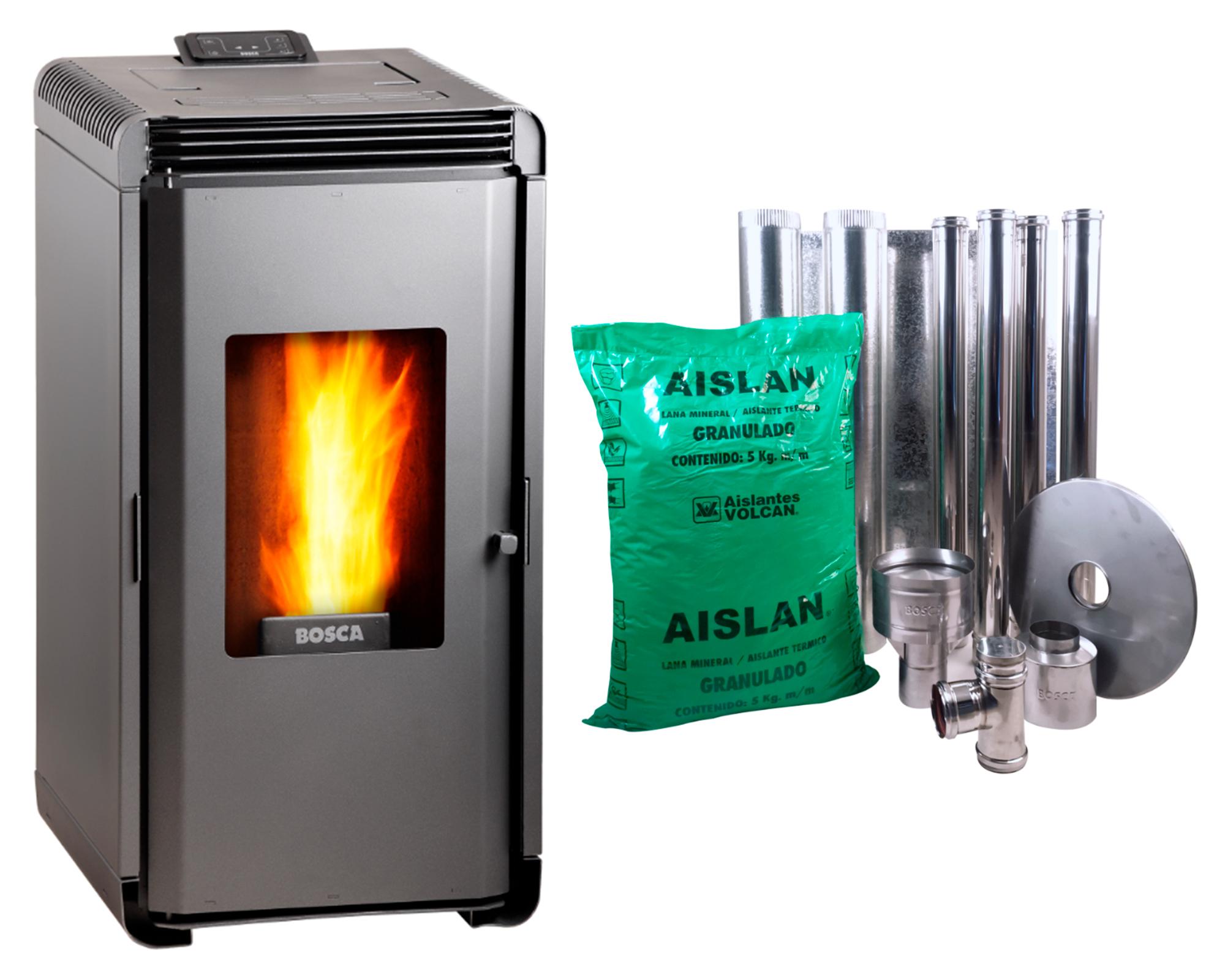 Estufa a pellet Hera+ charcoal 9000 W + kit de instalación interior-0