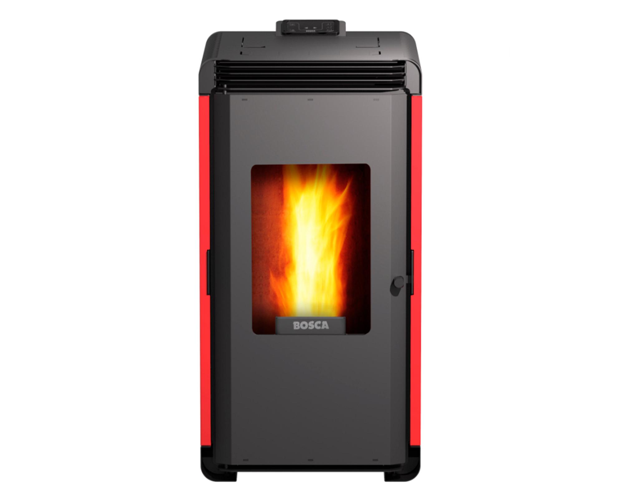 Estufa a pellet Hera+ rojo 9 kW + kit de instalación-1