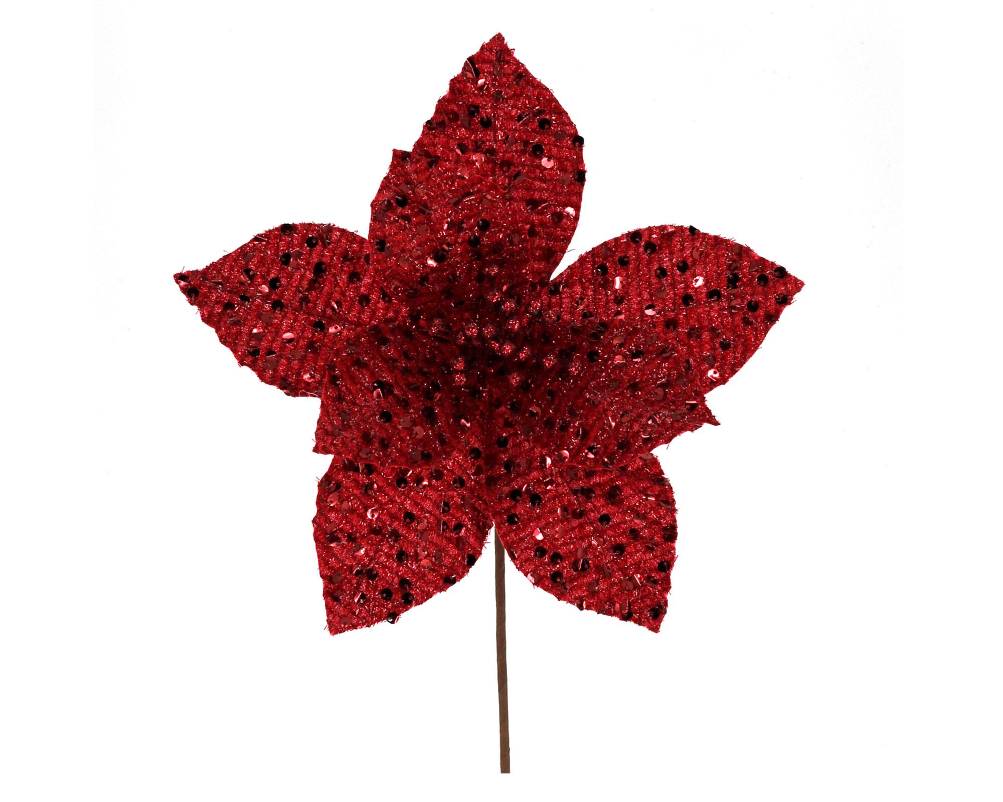Flor decorativa lentejuelas Indi rojo-0