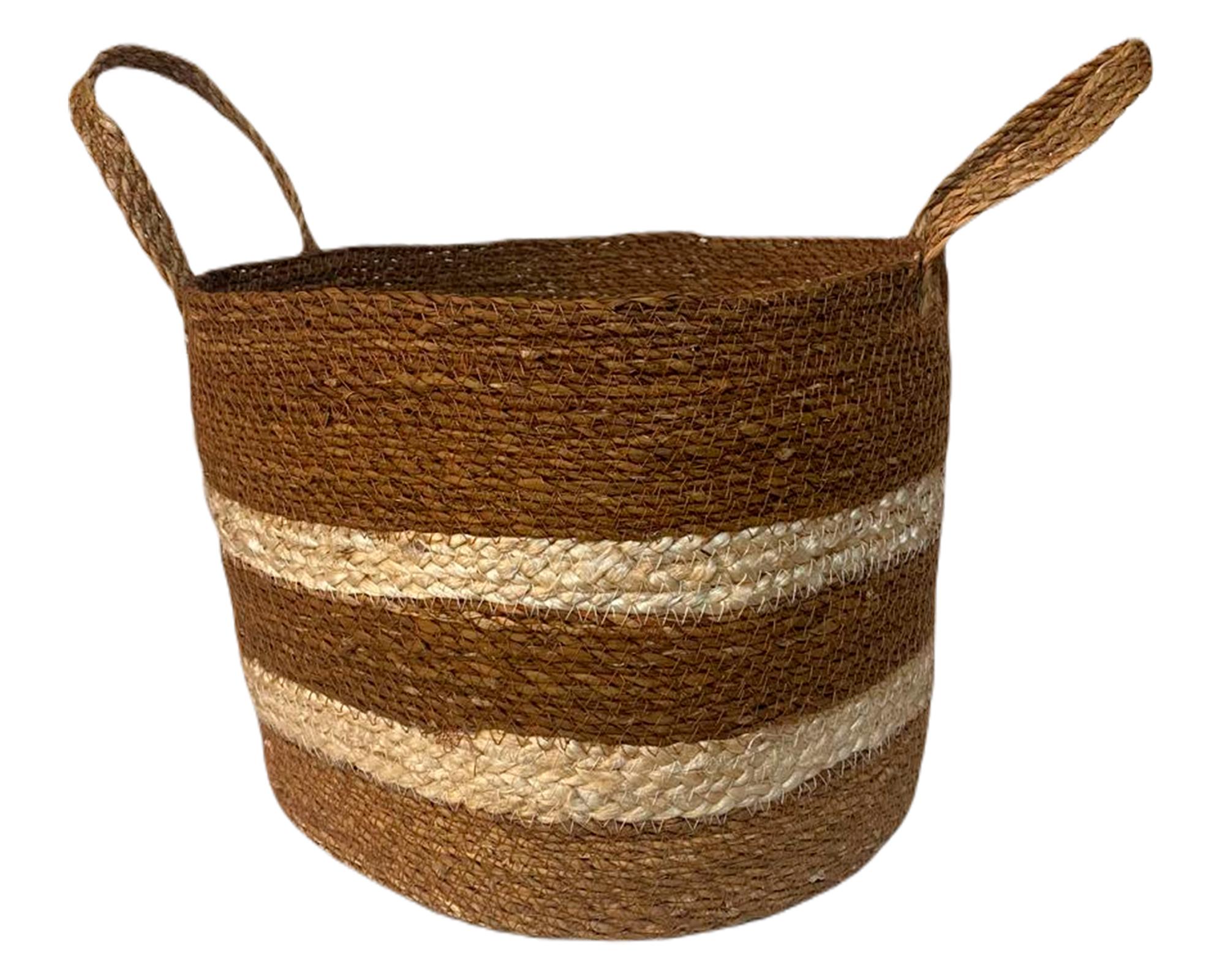 Cesto Vishnu yute bicolor 28x26 cm-0