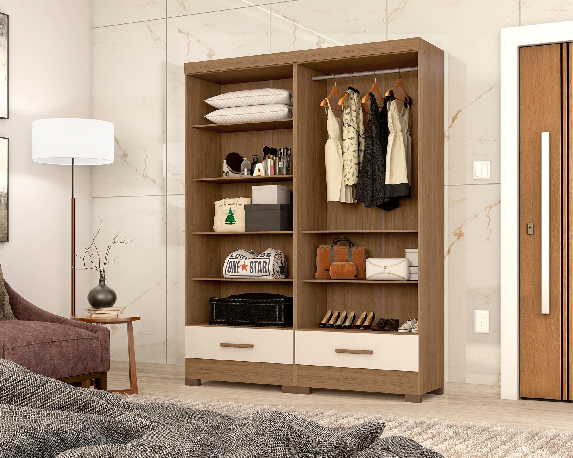 Clóset abierto 1 cajón Versatile café/crema 217x84x46.5 cm-2