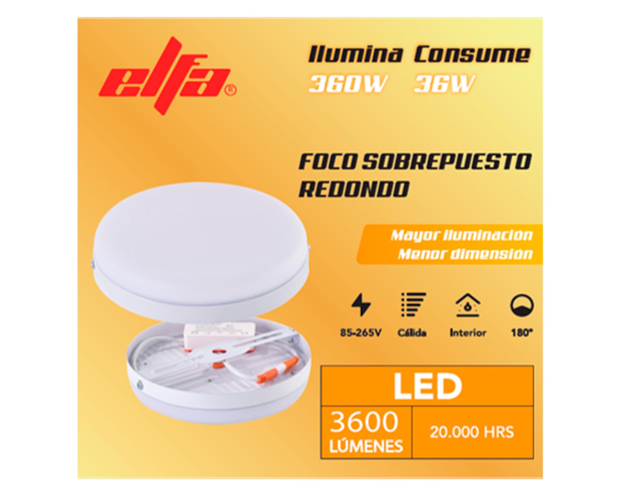 Foco sobrepuesto led redondo 36W 22 cm luz cálida blanco-2