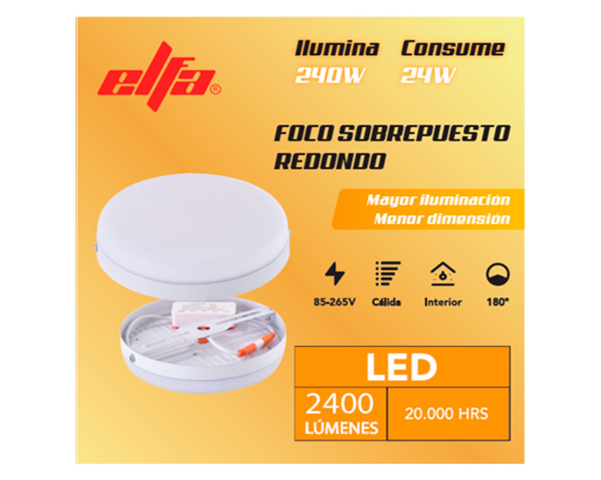 Foco sobrepuesto led redondo 24W 17 cm luz cálida blanco-2