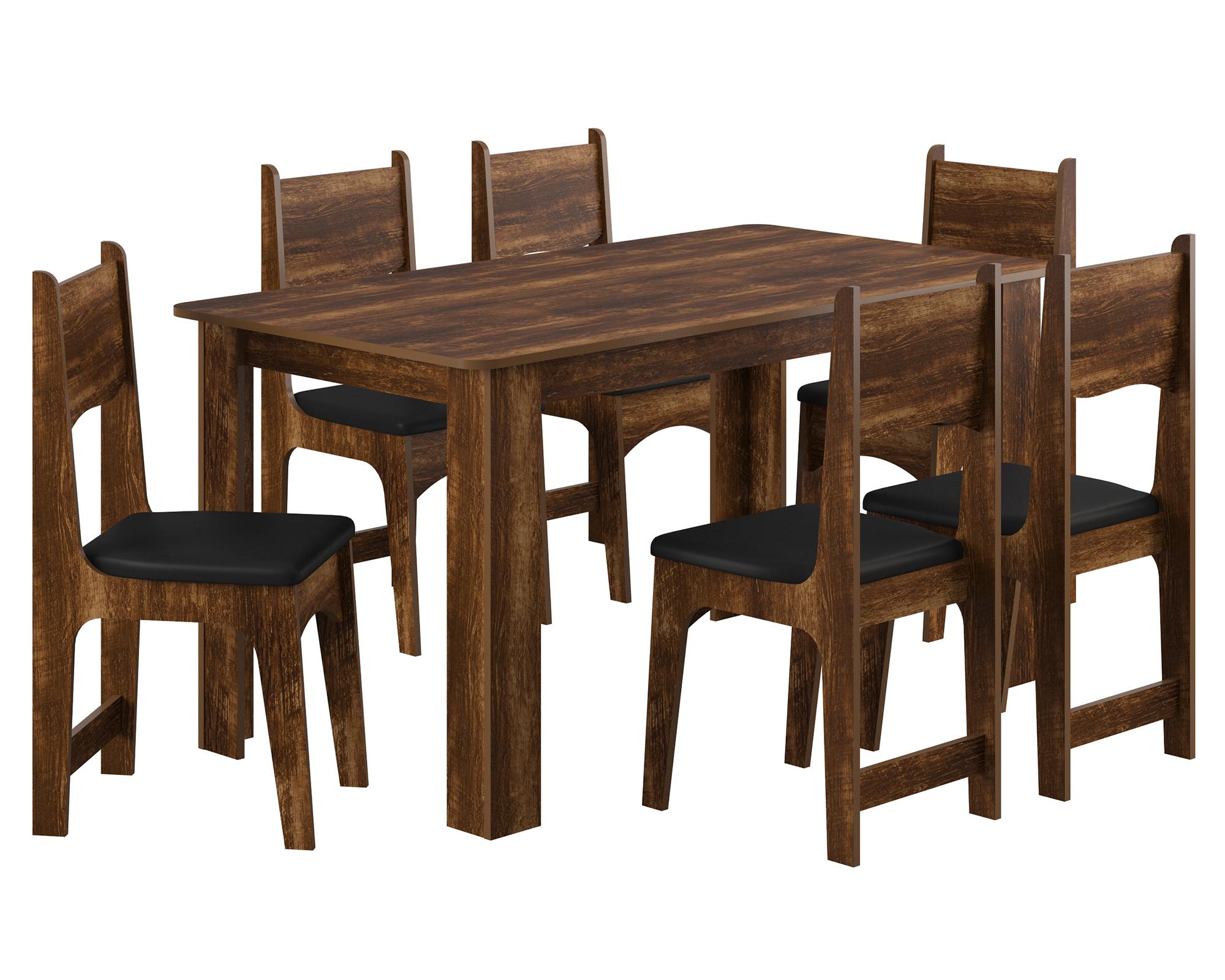 Comedor 6 sillas rectangular Perola Nicoli rústico café-0