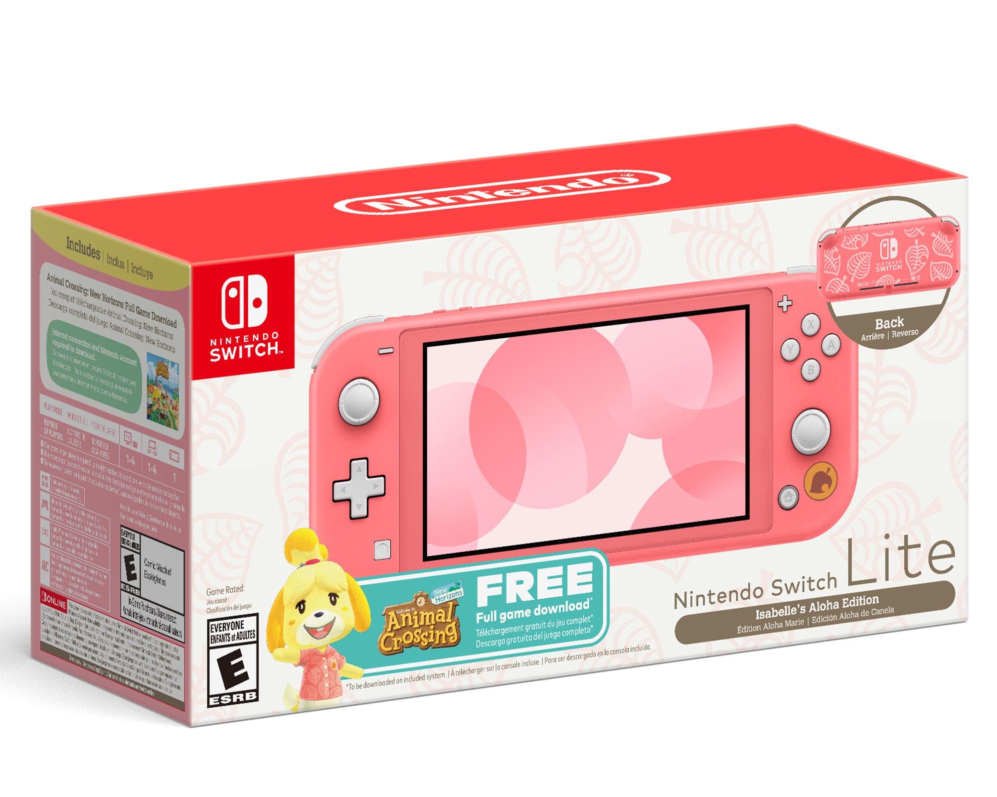 Consola Nintendo Switch Lite Isabelle's Aloha coral + juego Animal Crossing-2