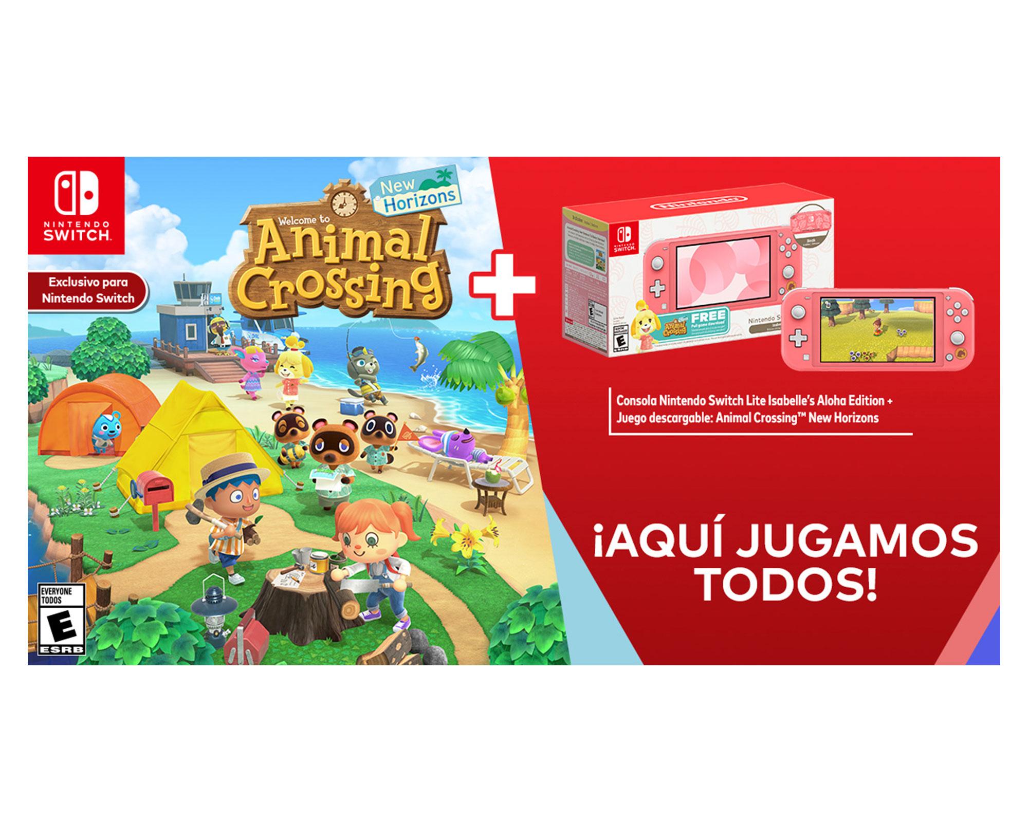 Consola Nintendo Switch Lite Isabelle's Aloha coral + juego Animal Crossing-3