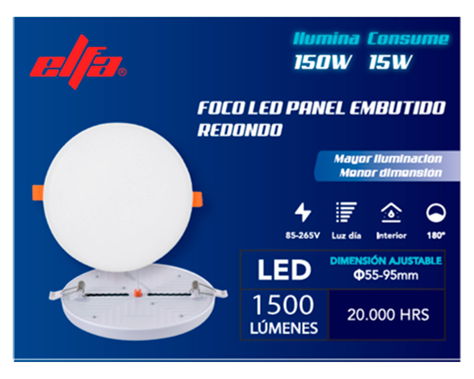Foco embutido led ajustable redondo 15W 12 cm luz fría blanco-2