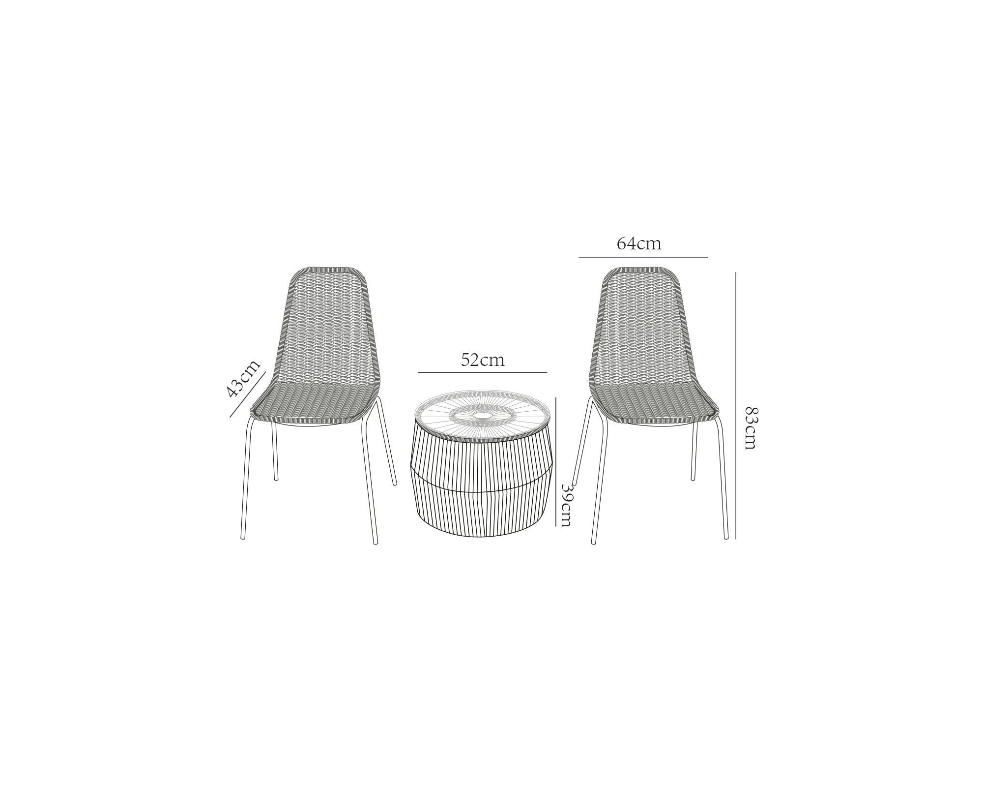 Set conversación 2 personas Ratán natural fiber-9