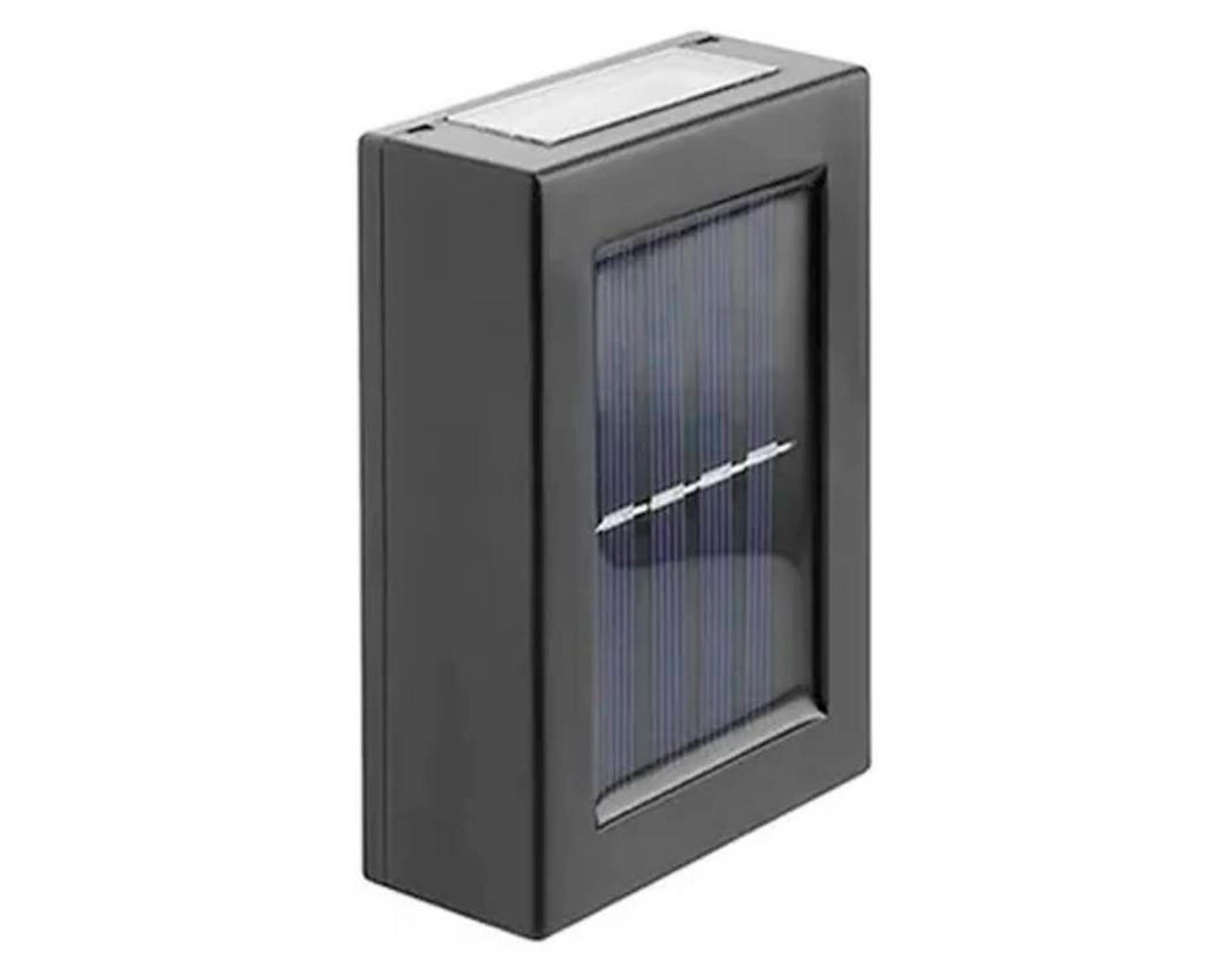 Aplique LED solar 2L luz cálida negro-0