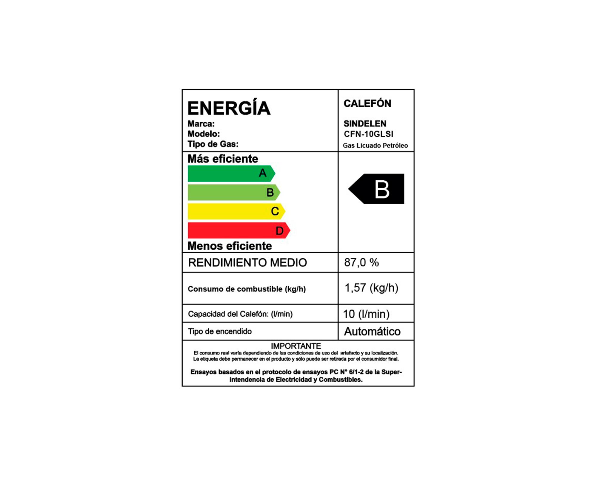 Calefont tiro natural 10 litros gas licuado tiro natural CFN-10GLSI-4