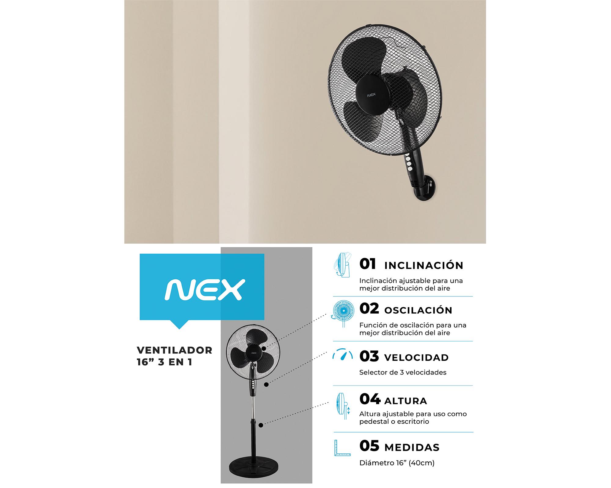 Ventilador 3 en 1 negro 40W 16'' VPM1673-n-5
