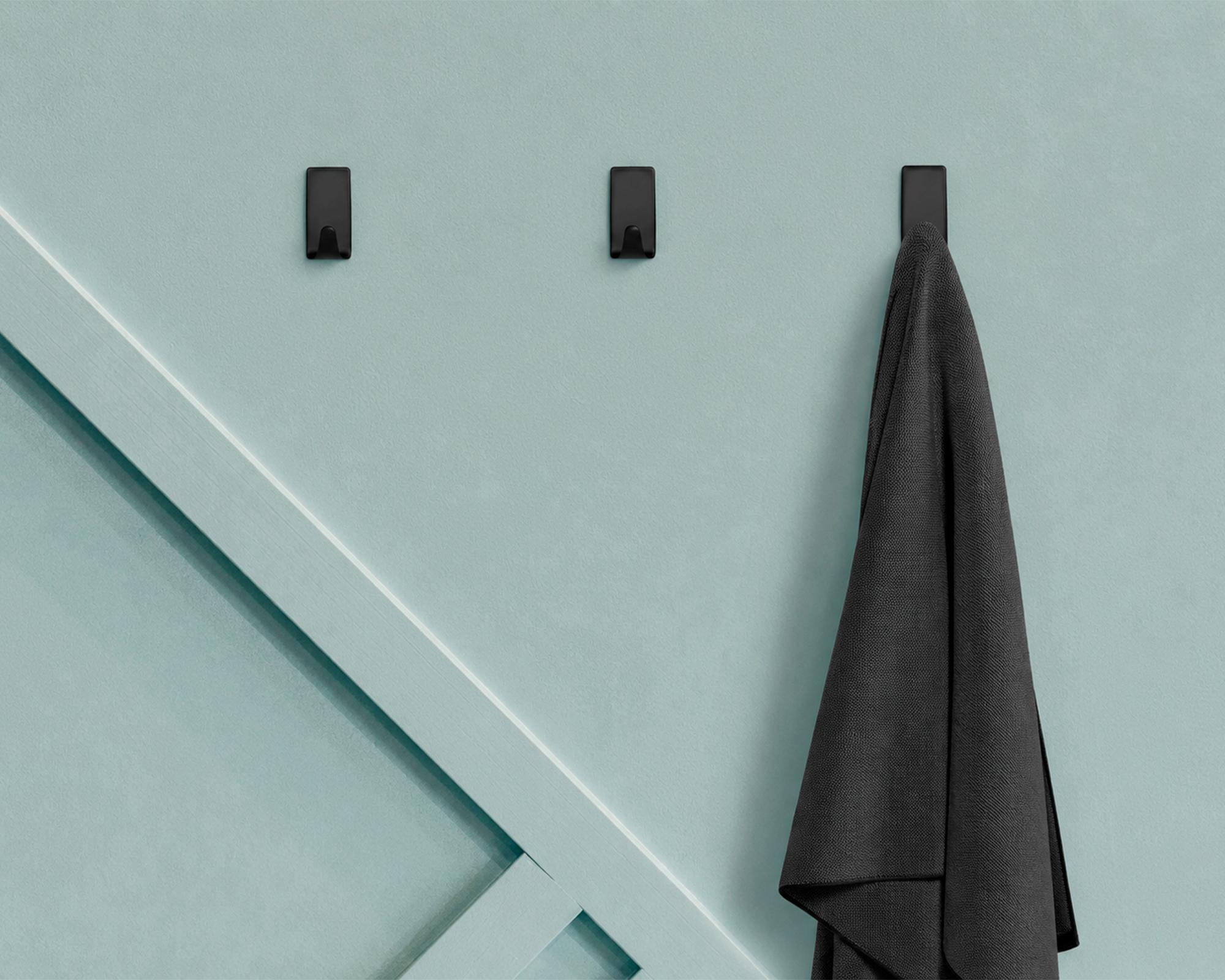 Gancho adhesivo Remo rectangular negro 2 un.-2