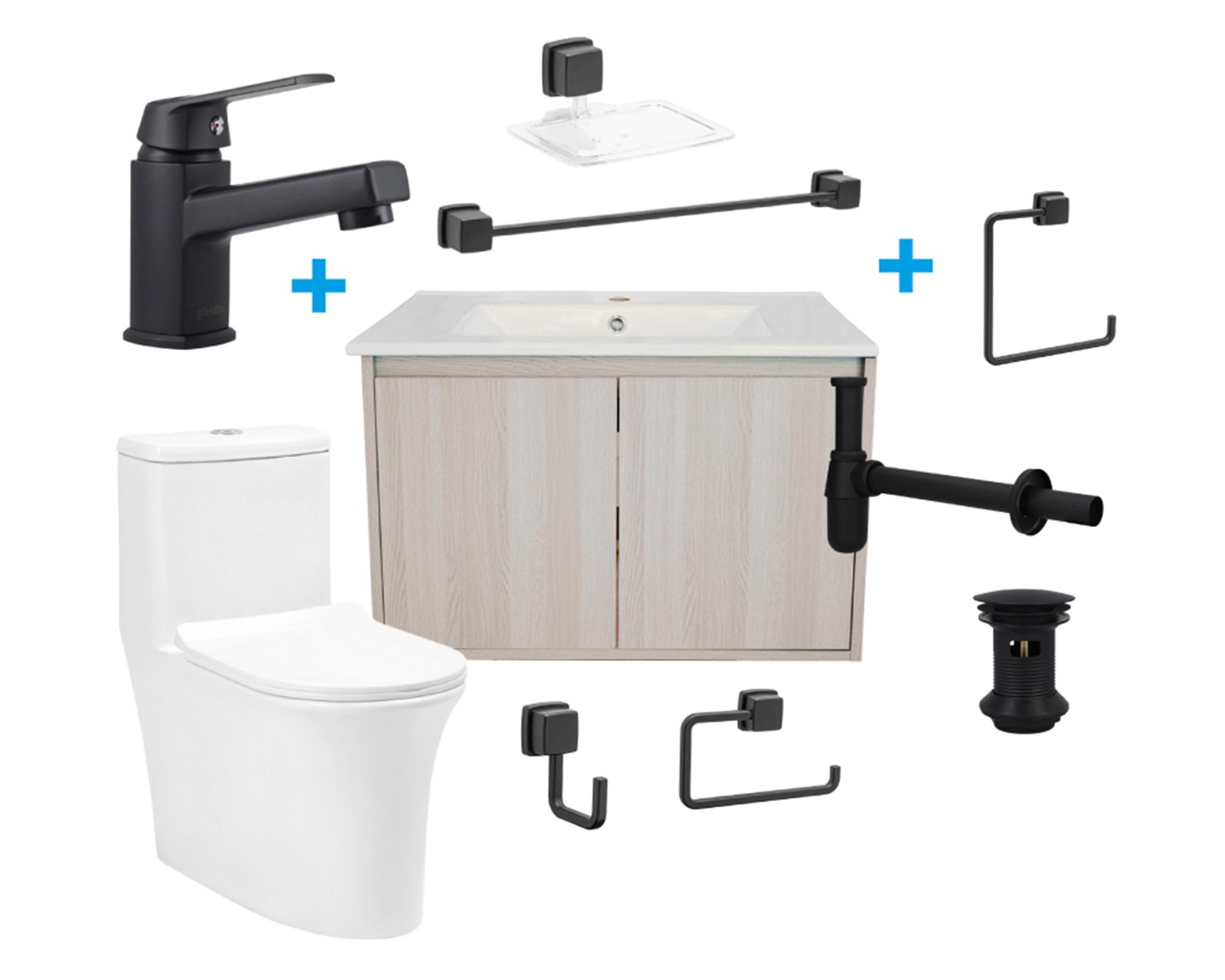 Mueble vanitorio albayalde + Pack baño Black-0
