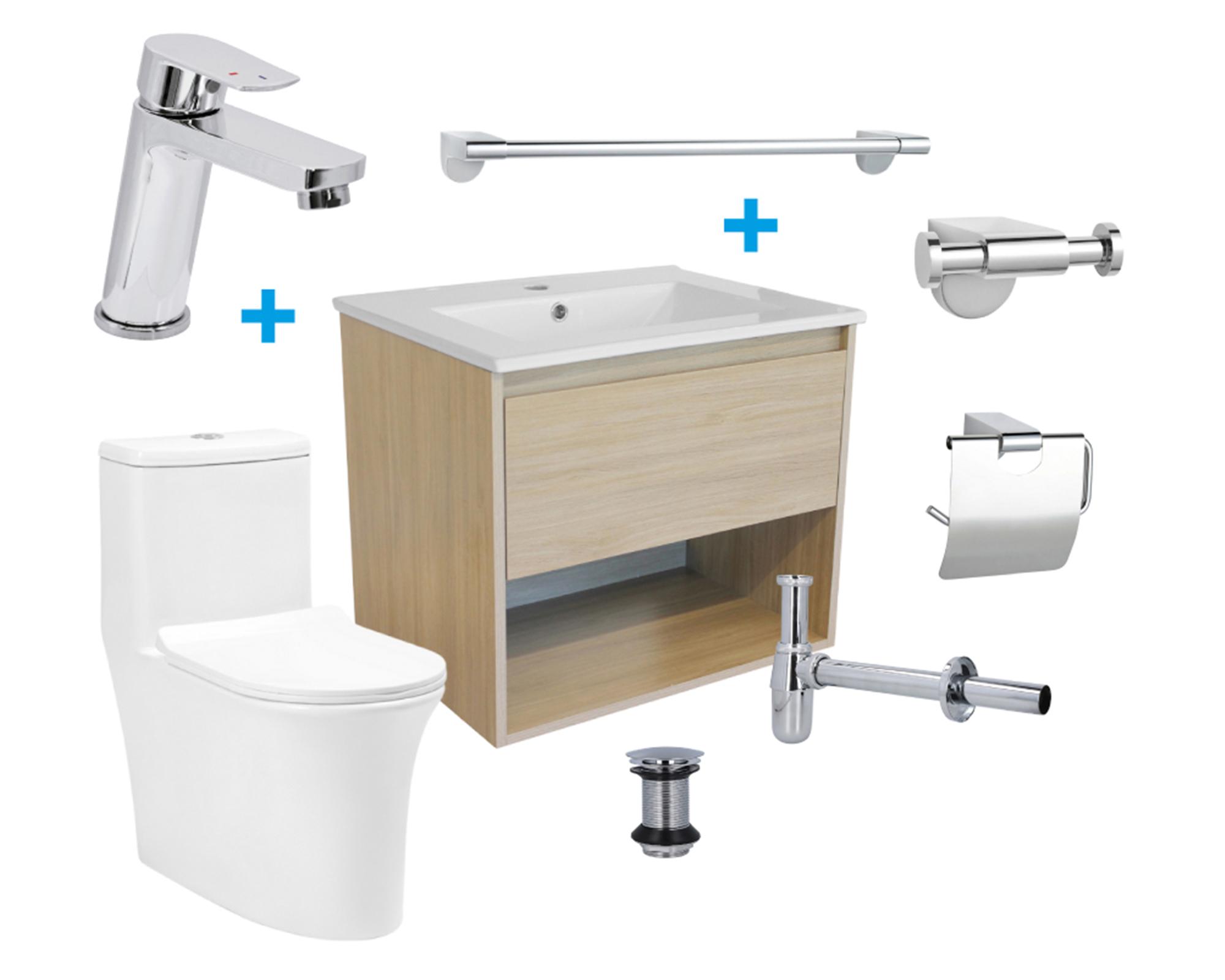 Mueble vanitorio acacia + Pack baño deluxe-0