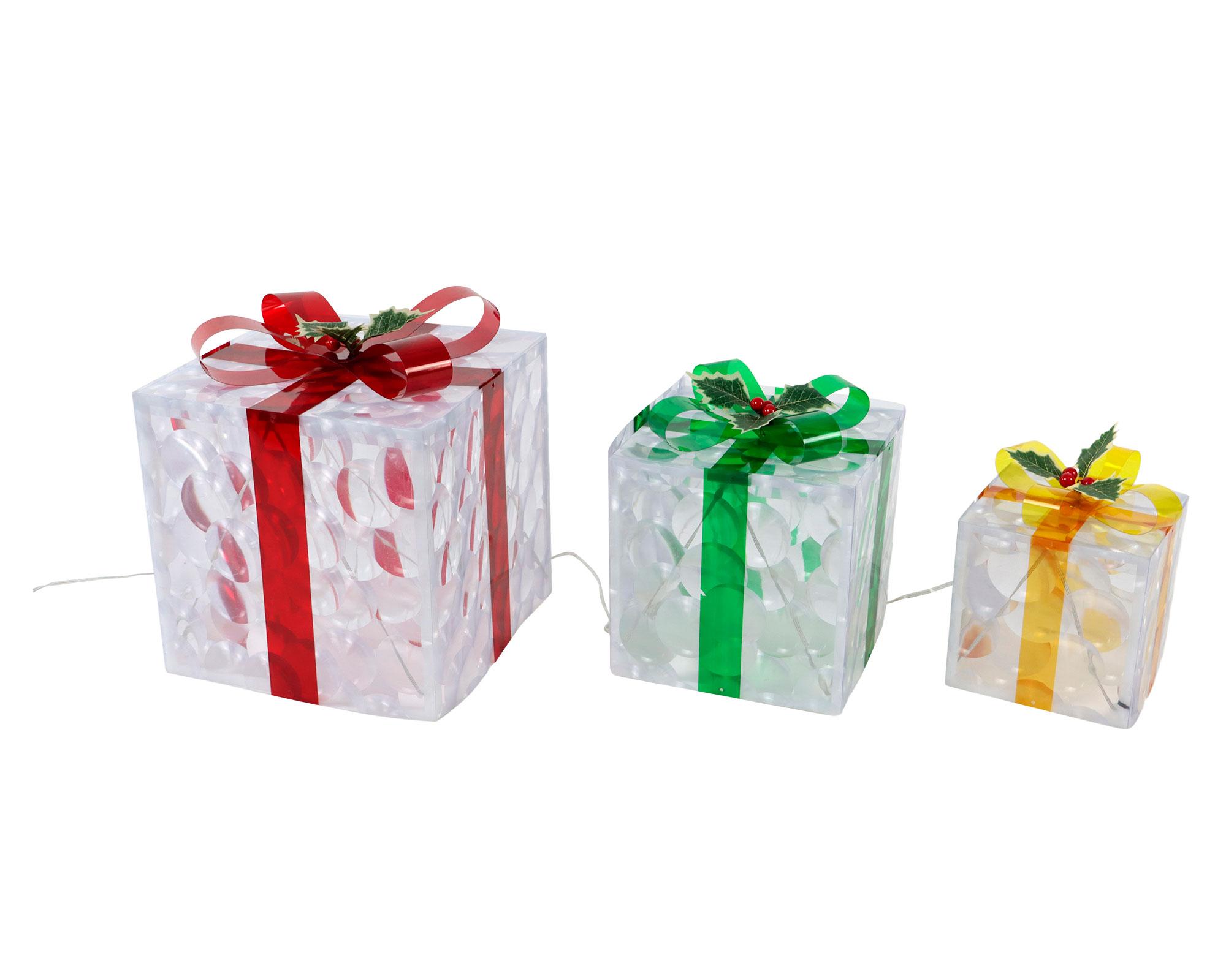 Regalo decorativo con luz 3 piezas-0