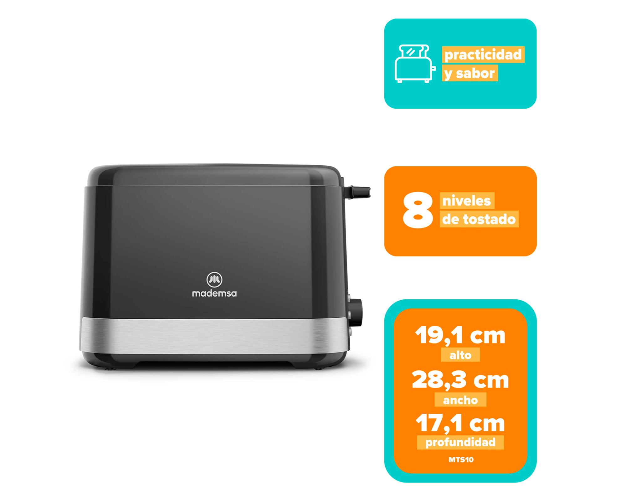 Tostador 2 panes 800W MTS10 negro-4