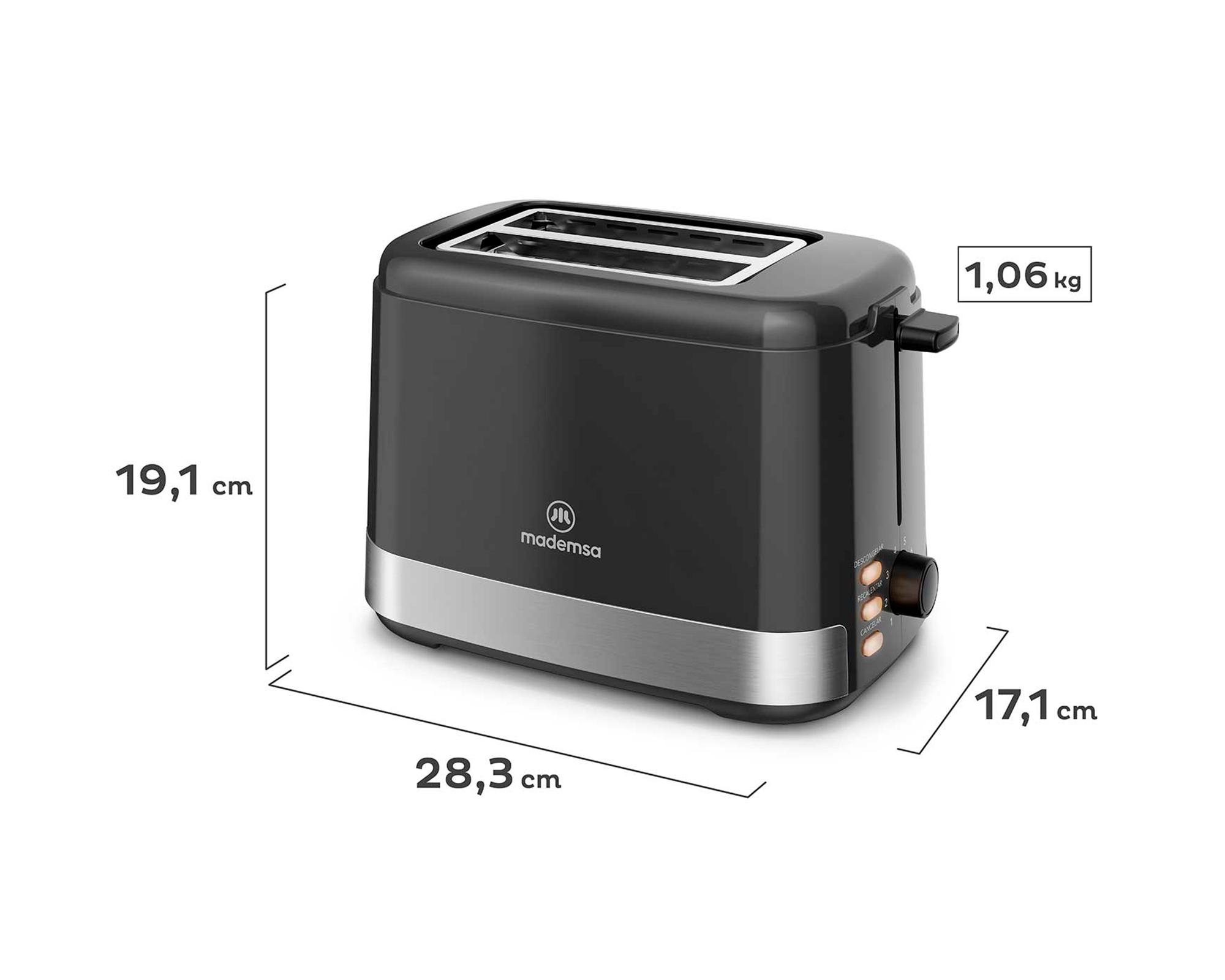 Tostador 2 panes 800W MTS10 negro-6