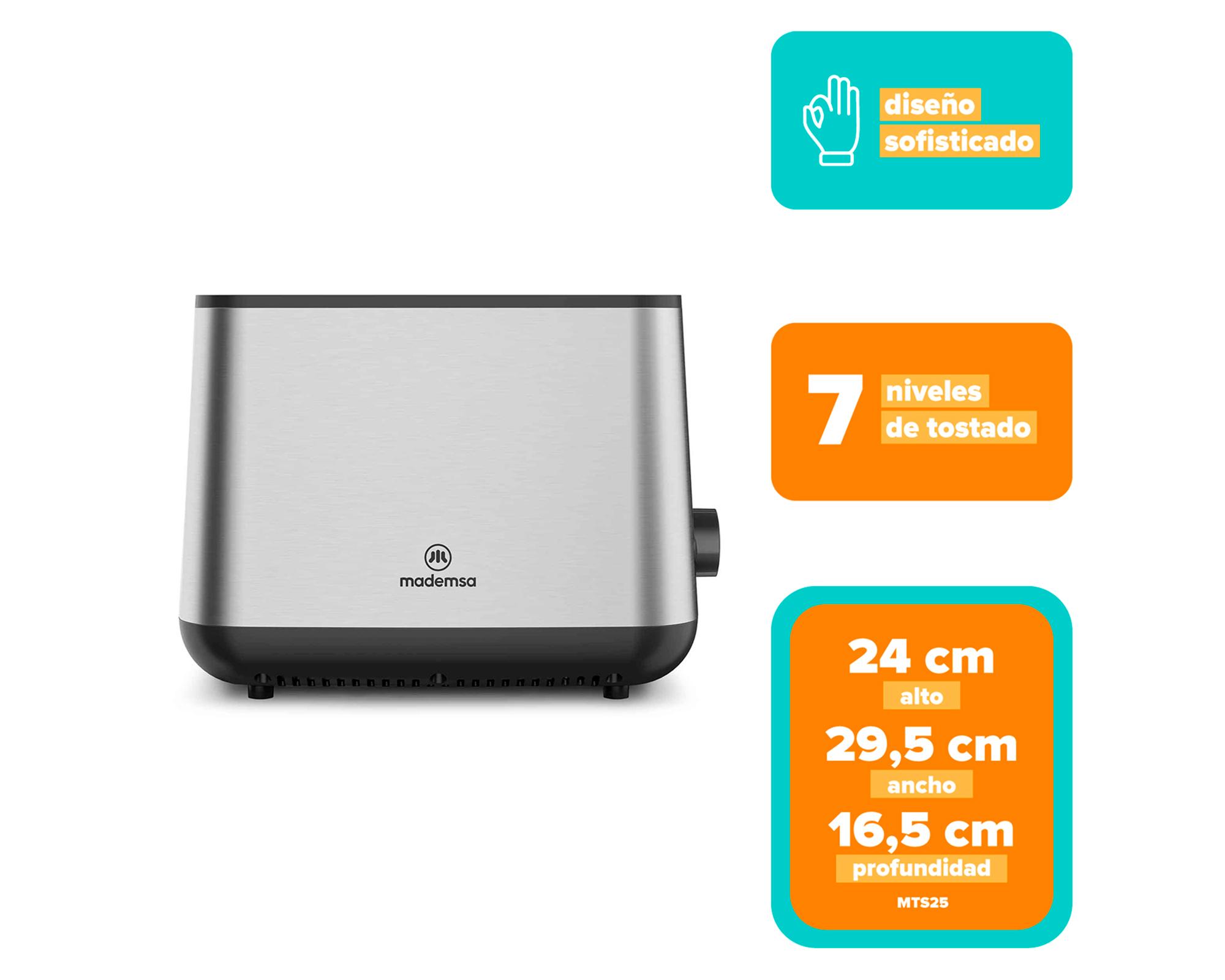 Tostador 2 panes 730W MTS25 gris-4