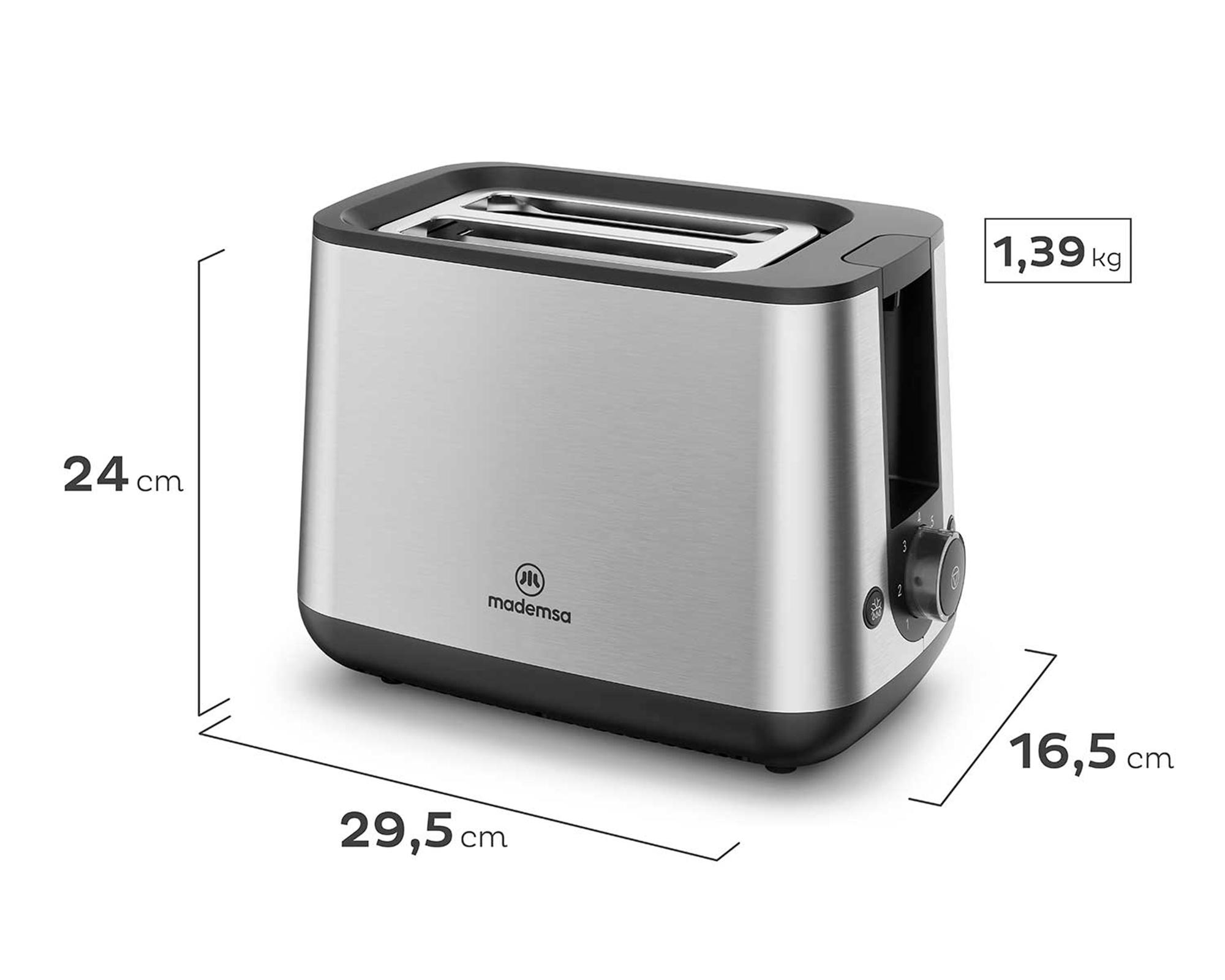 Tostador 2 panes 730W MTS25 gris-6