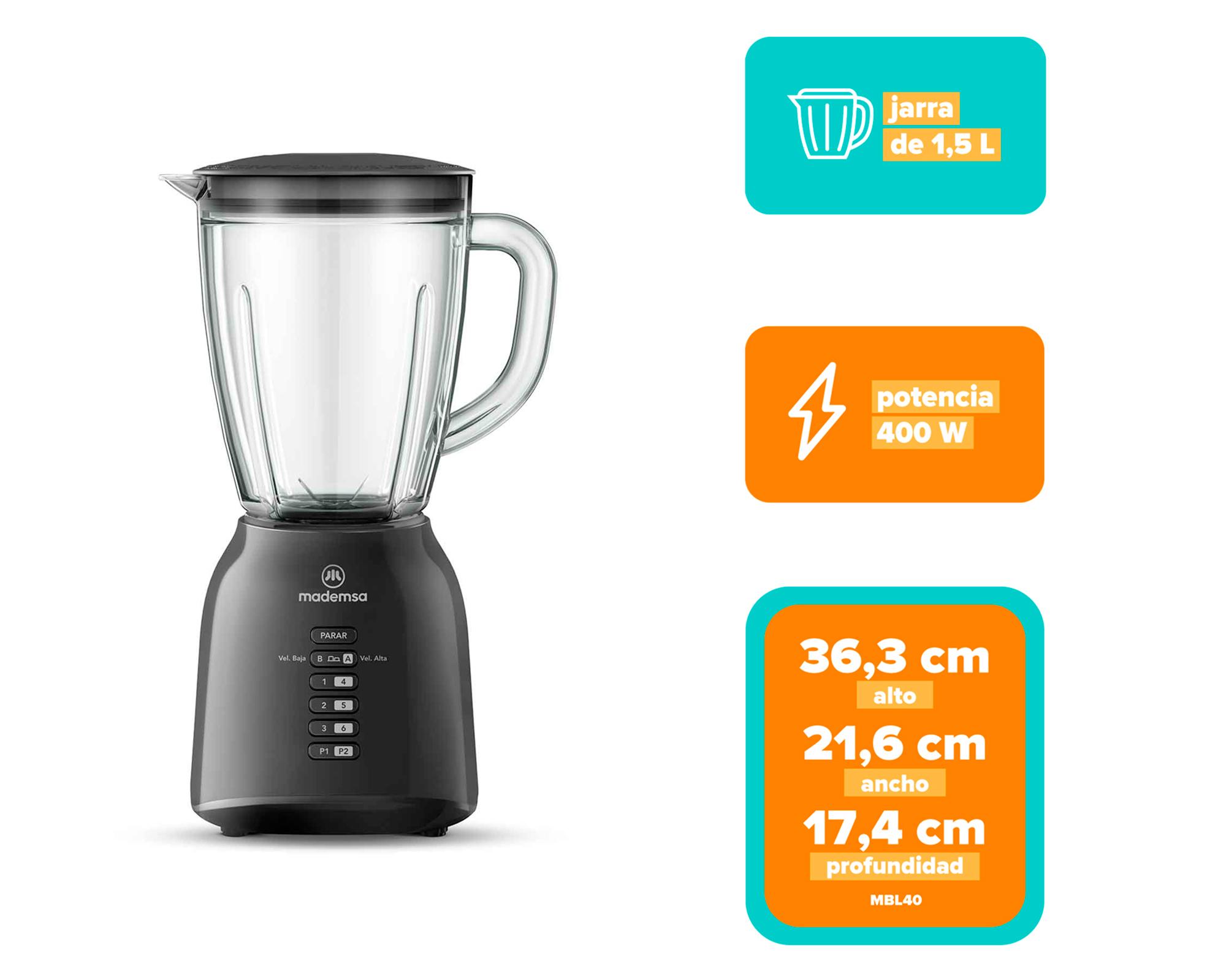 Licuadora MBL40 negro 400W 1.5 litros-4