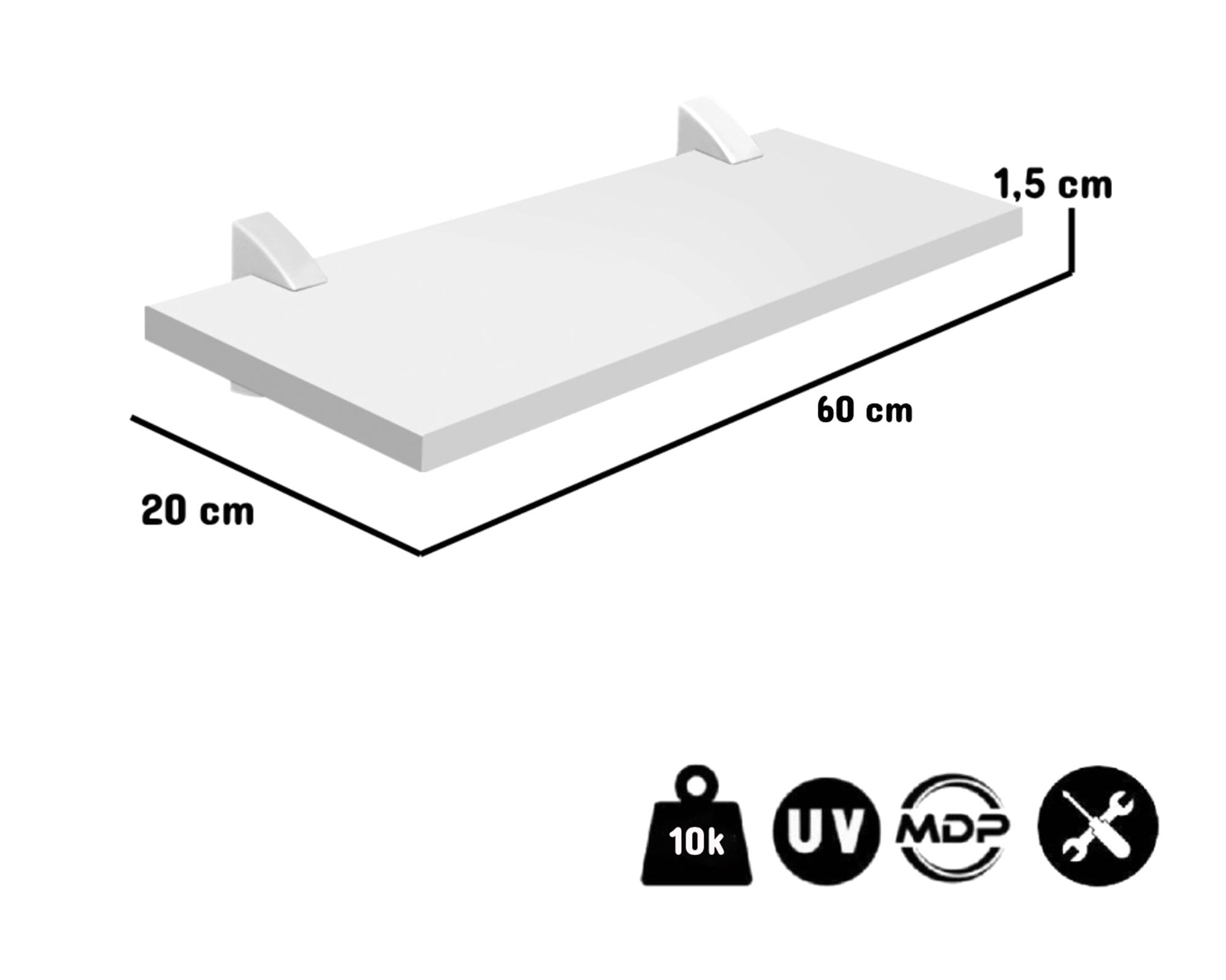 Pack 2 repisas Concept blanco 1.5x60x20 cm-3