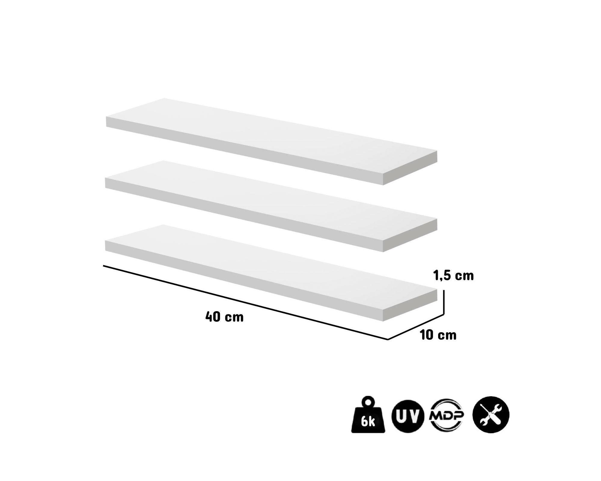 Pack 3 repisas Decorare blanco 1.5x40x10 cm-6
