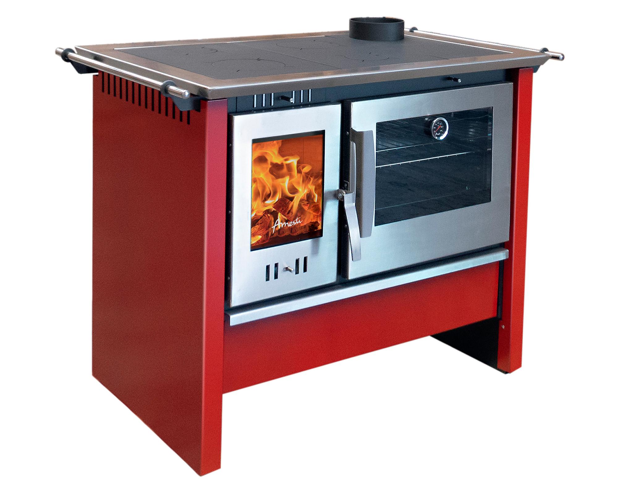 Cocina a leña combustión lenta Allegra XL rojo 11kW-0