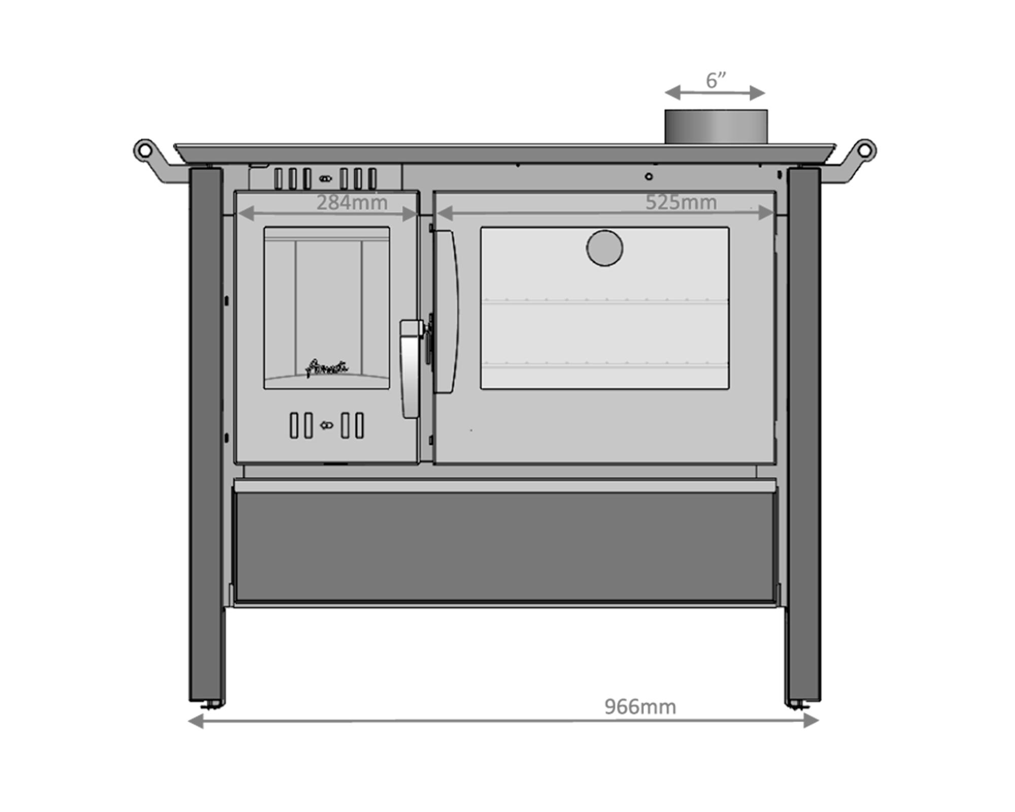 Cocina a leña combustión lenta Allegra XL blanco 11kW-2