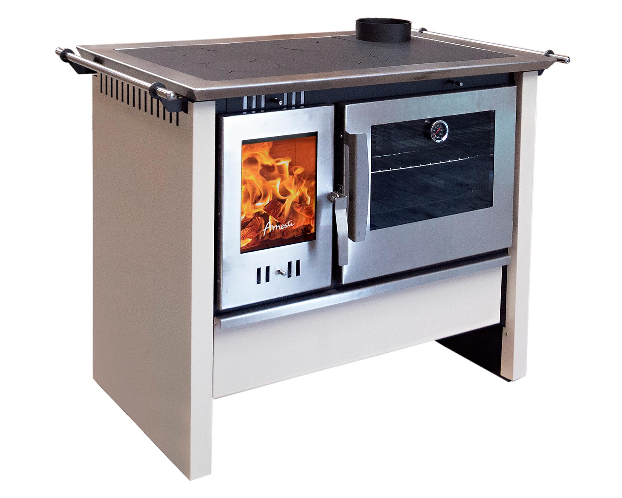 Cocina a leña combustión lenta Allegra XL blanco 11kW-0