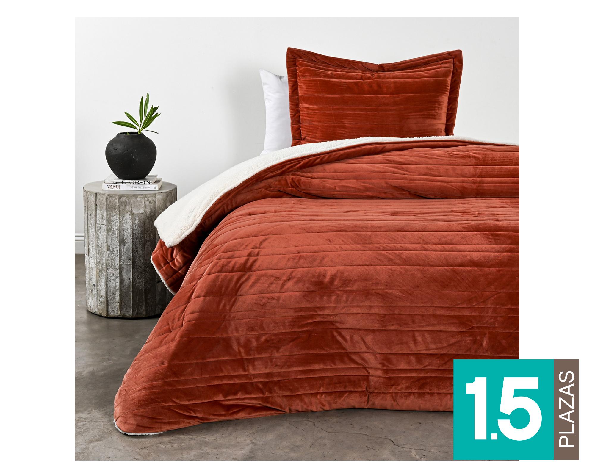 Plumón sherpa 1.5 plazas Stripe terracota-0